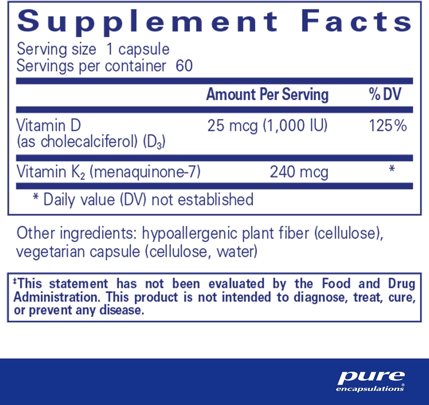 Pure Encapsulations PureHeart® Vitamin K2 + D3 Supplement - 60 Capsules for Bone & Heart Health Support