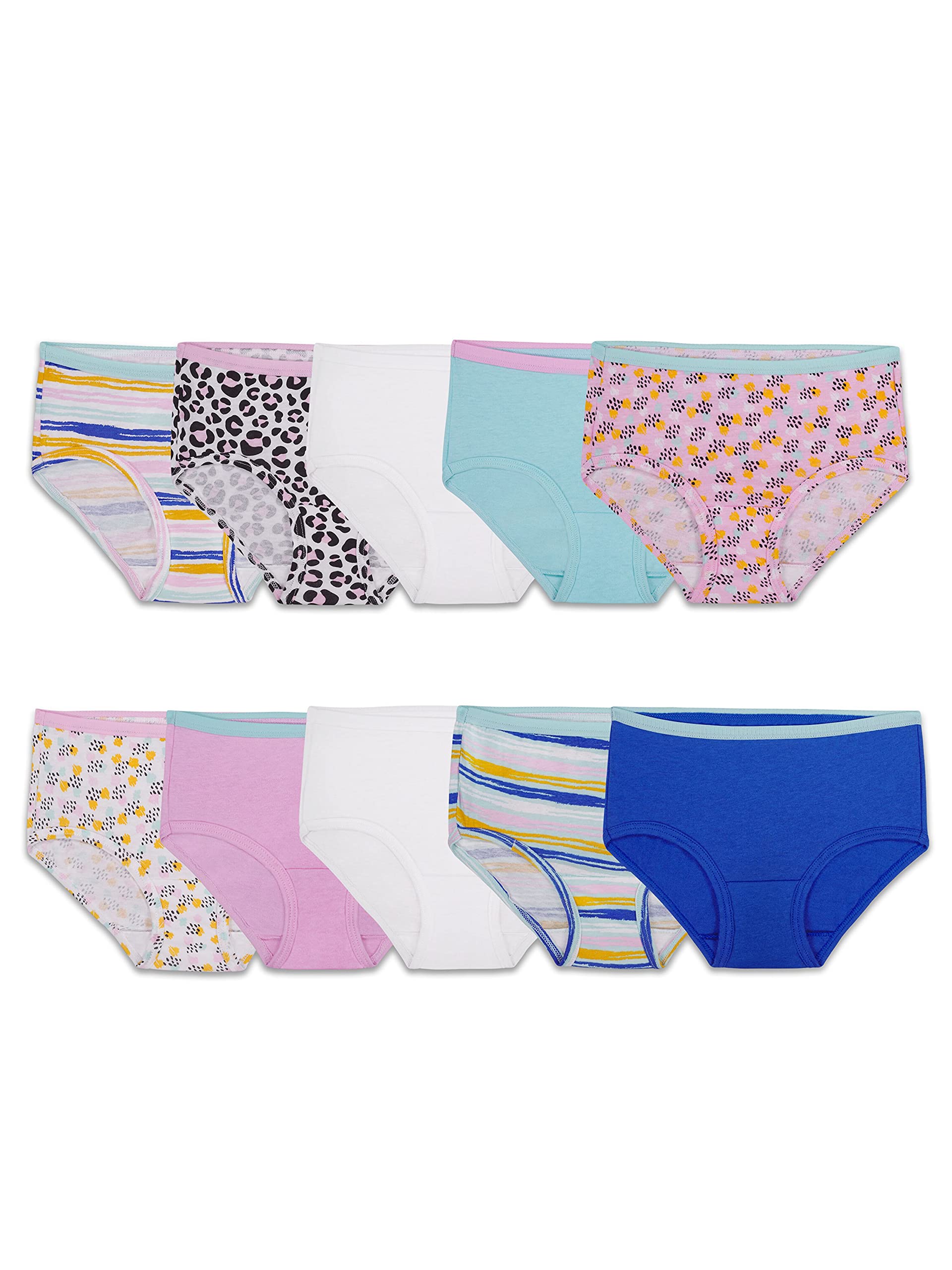 Fruit of the Loom Girls' Cotton Brief Underwear Multipack - Soft Comfortable Panties for Everyday Wear, School & Sleepovers | 6-Pack Assorted Colors