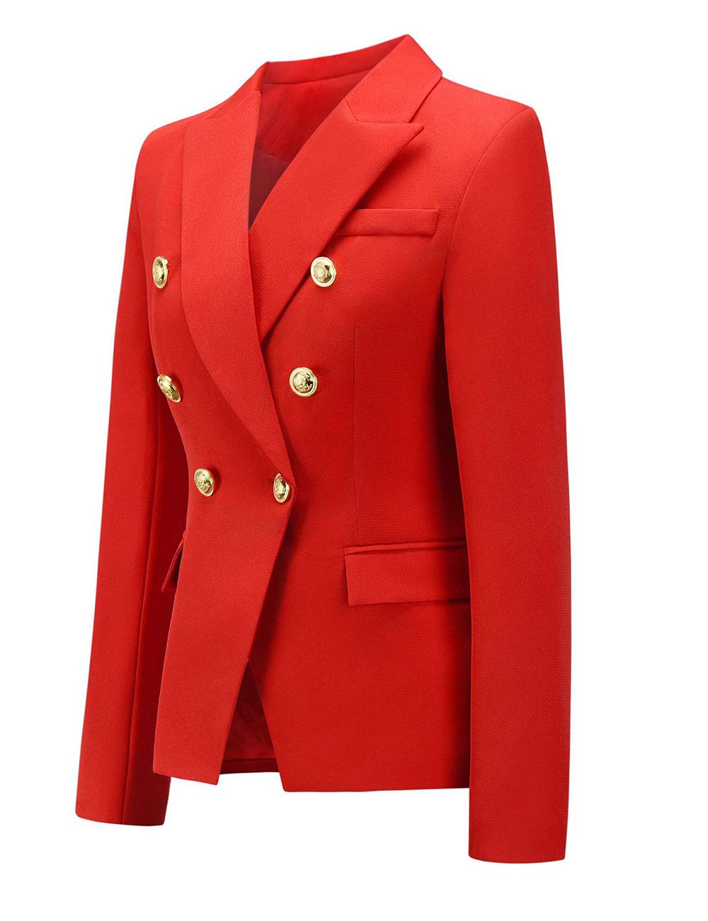 Women's Slim Fit Houndstooth Blazer - Formal Double Breasted Jacket for Office & Events
