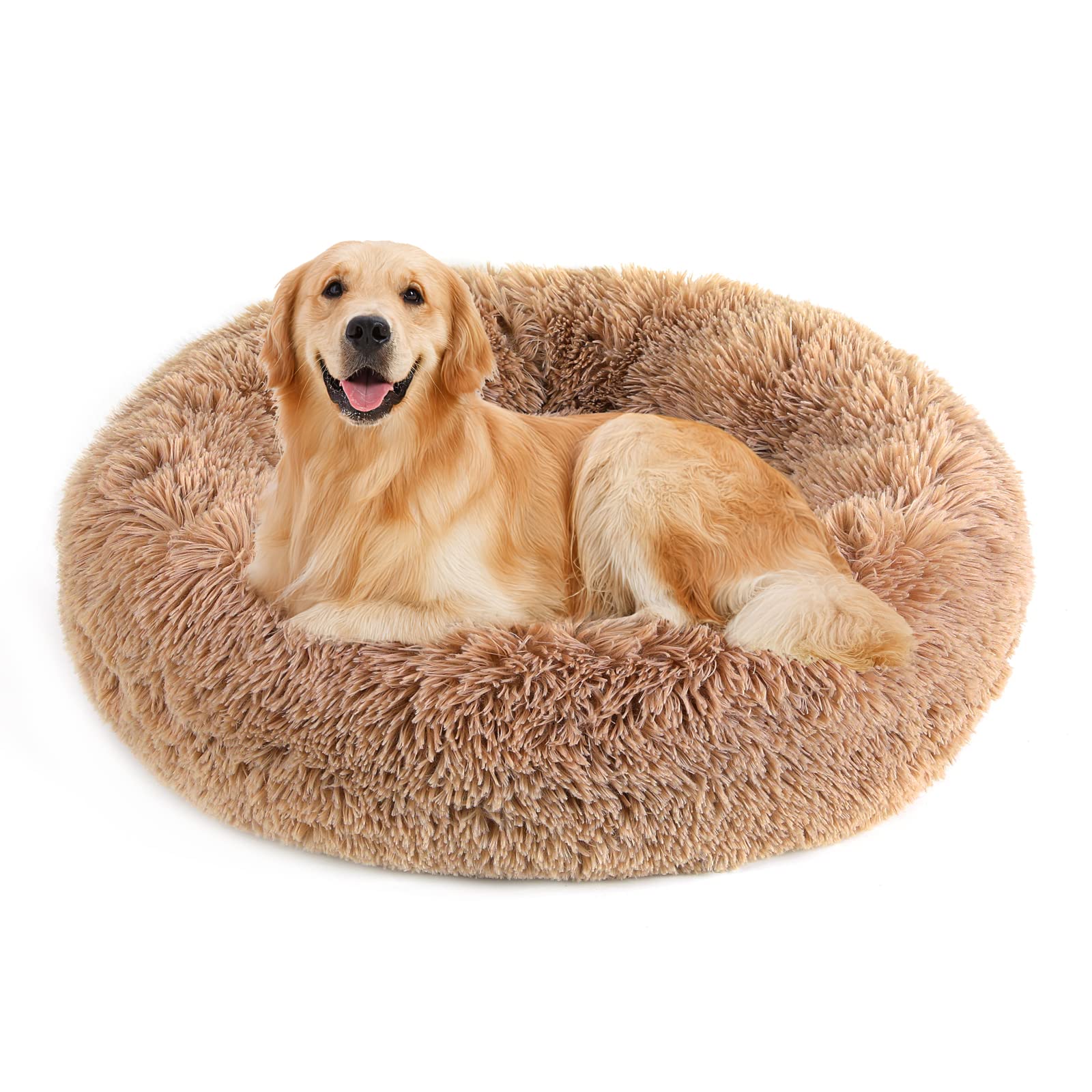 NOYAL Calming Dog Bed Donut - Anti Anxiety Fluffy Pet Bed for Small & Medium Dogs & Cats - Cozy Comfort for Stress Relief & Relaxation at Home