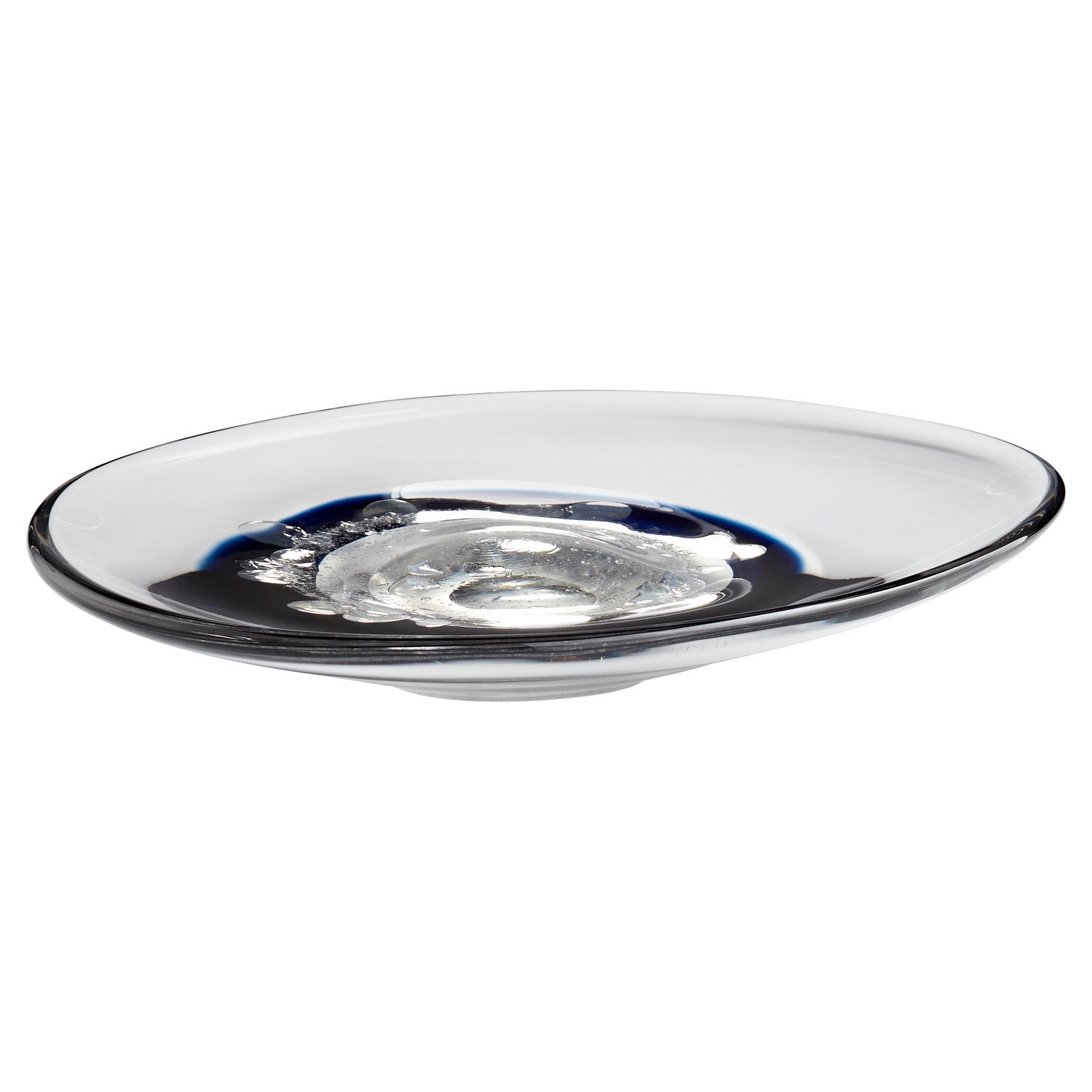 Cyan Design 11251 Silicone Nova Plate - Clear & Cobalt Blue Durable Serving Dish for Parties, Weddings & Home Decor