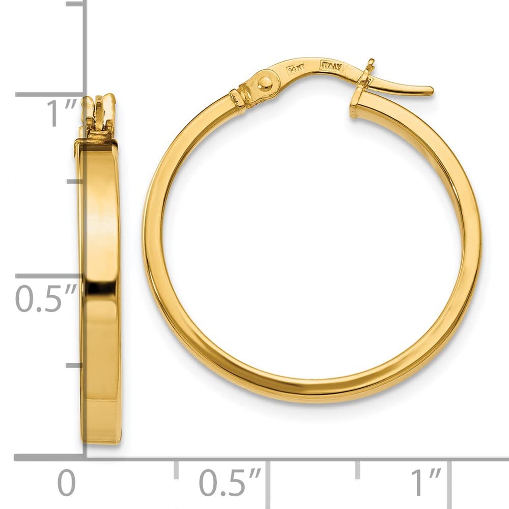 14K Yellow Gold Hoop Earrings for Women - 24mm x 23mm Polished Round Huggie Hoops - Perfect for Everyday Wear, Parties & Special Occasions