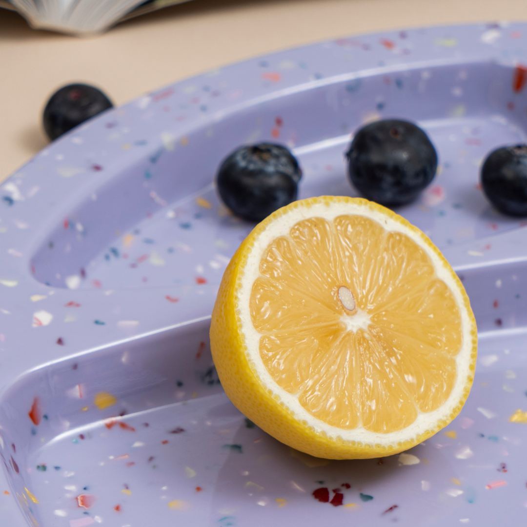 2-Piece Confetti Divided BBQ Plates Set - Purple | Perfect for Outdoor Picnics, Backyard BBQs, and Party Serving