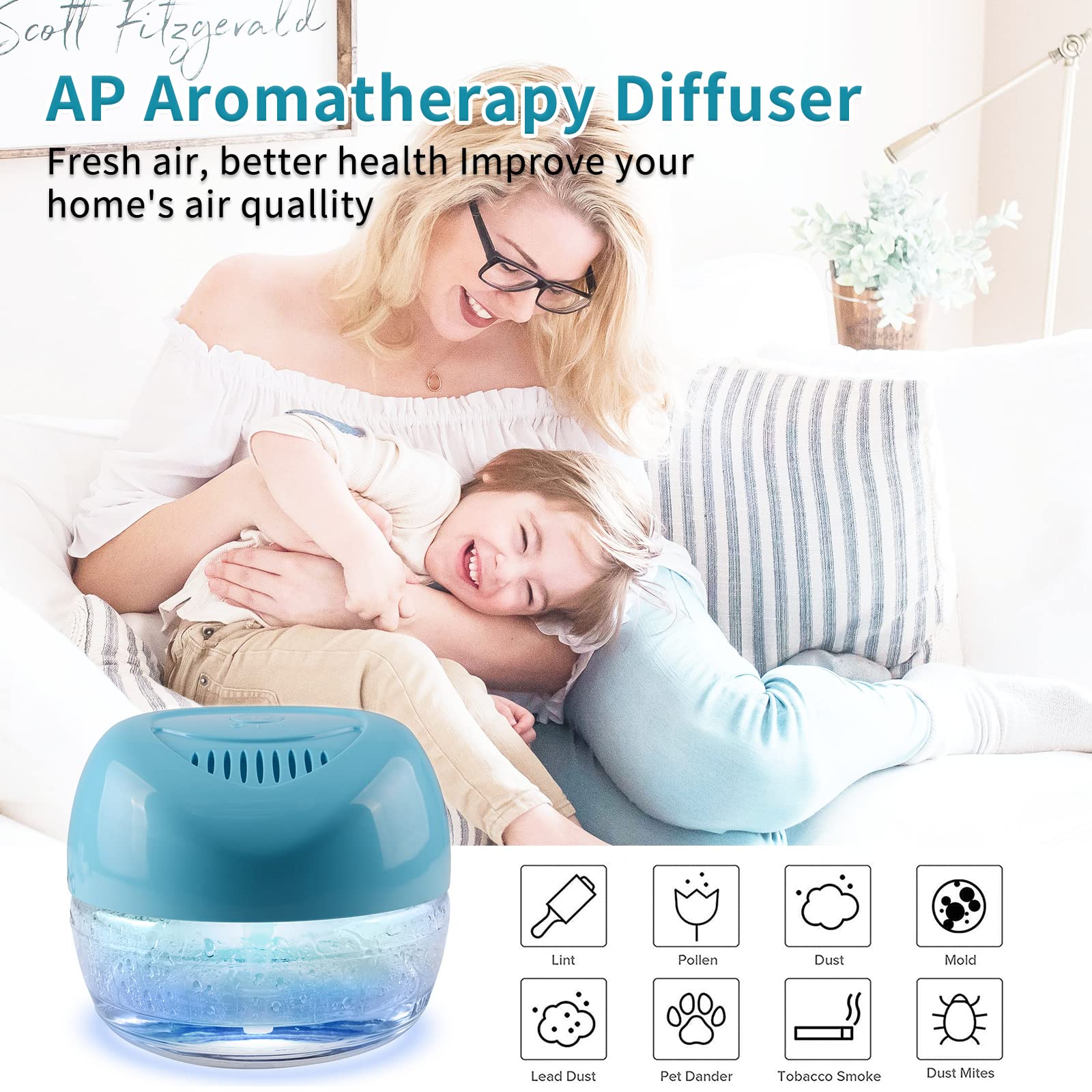 3-Pack Water-Based Air Purifier & Freshener with 7-Color LED Mood Light - Eliminates Odors, Humidifies & Purifies Air for Bedroom, Living Room, Office & Nursery