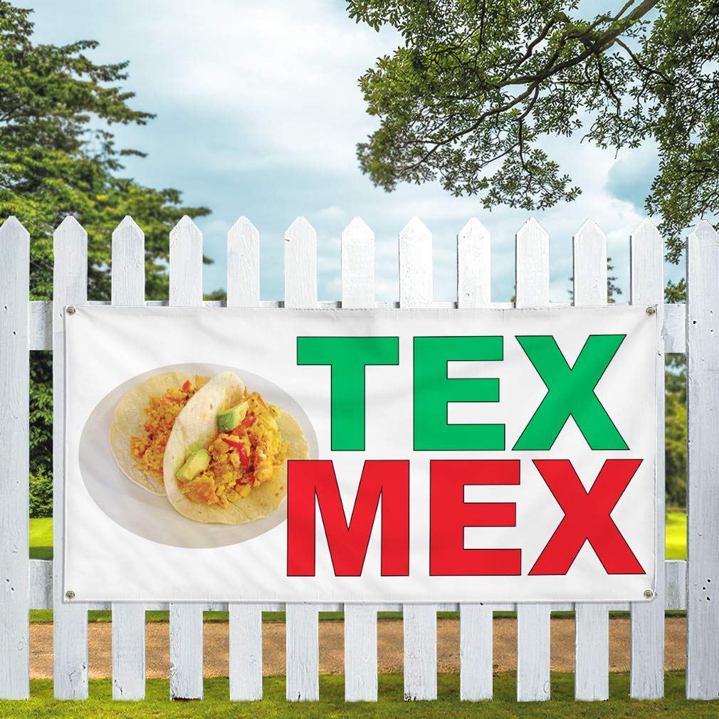 Durable Vinyl Banner - 48x96 Inches, Weatherproof for Outdoor Use - Tax Mex Green & Red - Ideal for Food Bars, Restaurants, Food Trucks, Business Signs & Industrial Yard Signs - Heavy-Duty with 8 Grommets (Multiple Sizes Available)