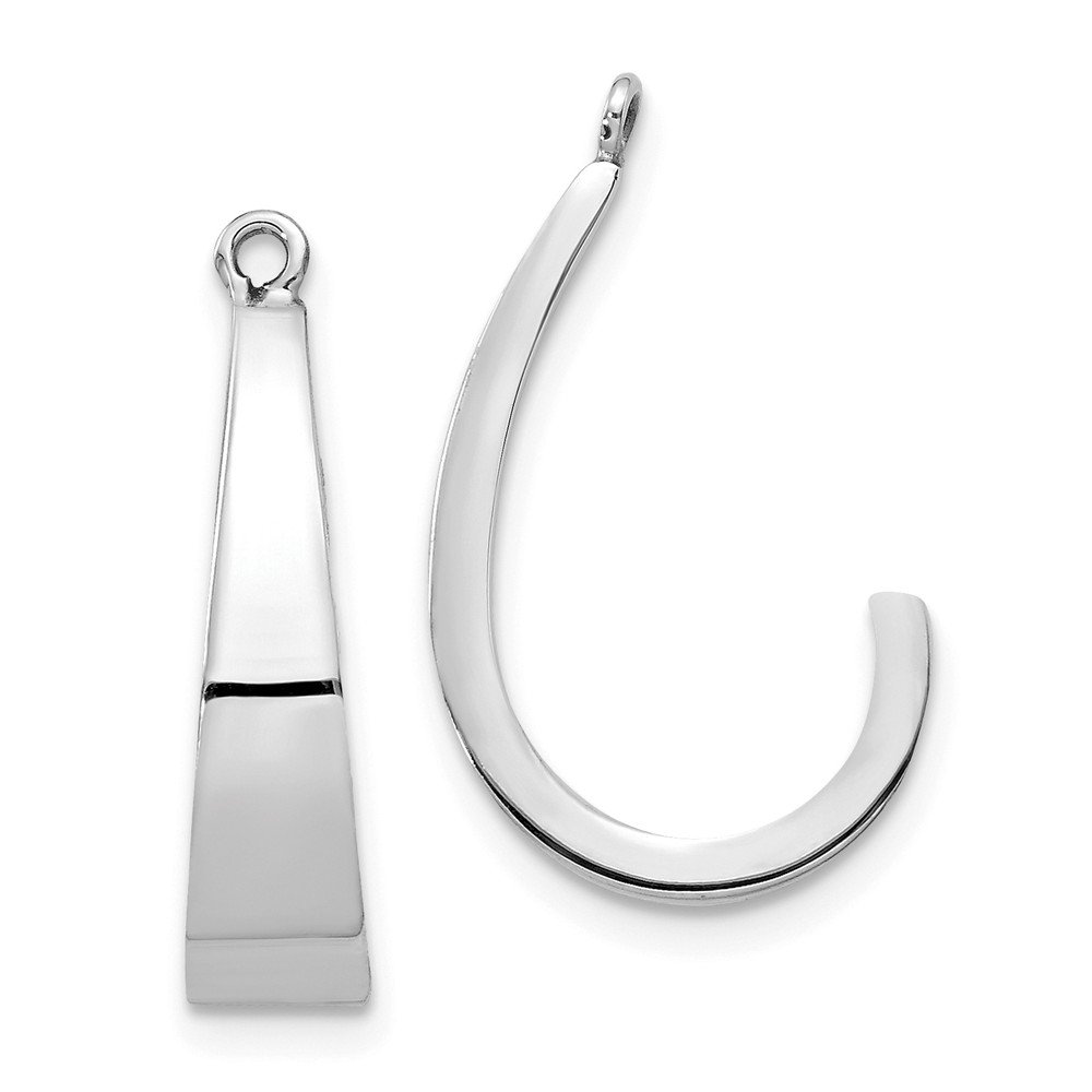 14K White Gold J Hoop Earring Jackets - 20mm x 5mm Polished Hoop Earrings for Women | Perfect for Everyday Wear, Parties & Special Occasions