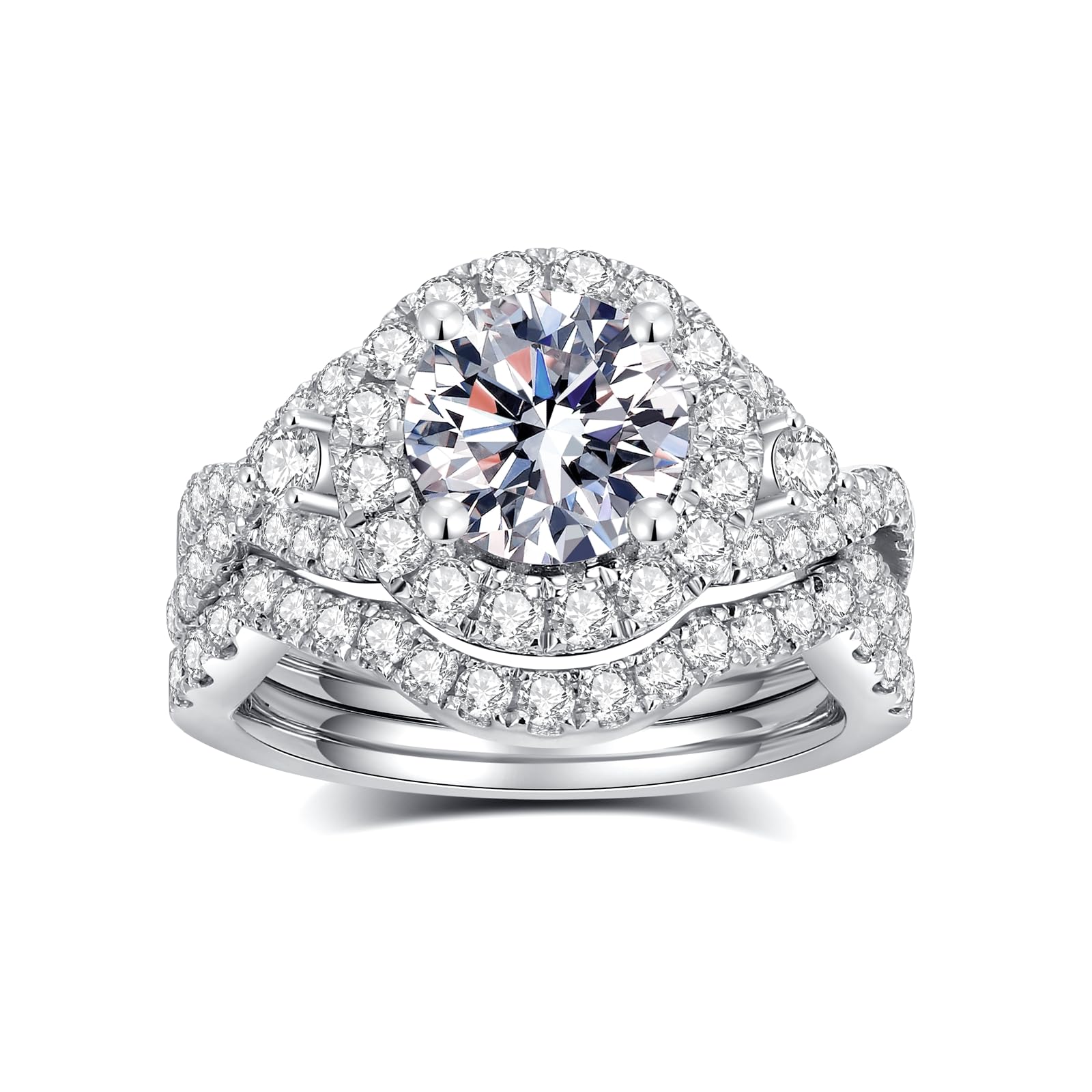 Moissanite Rings for Women - D Color VVS1 Round Cut S925 Sterling Silver Engagement Ring Set | Wedding, Anniversary, Valentine's Day Gift | Perfect for Bridal, Proposal & Special Occasions