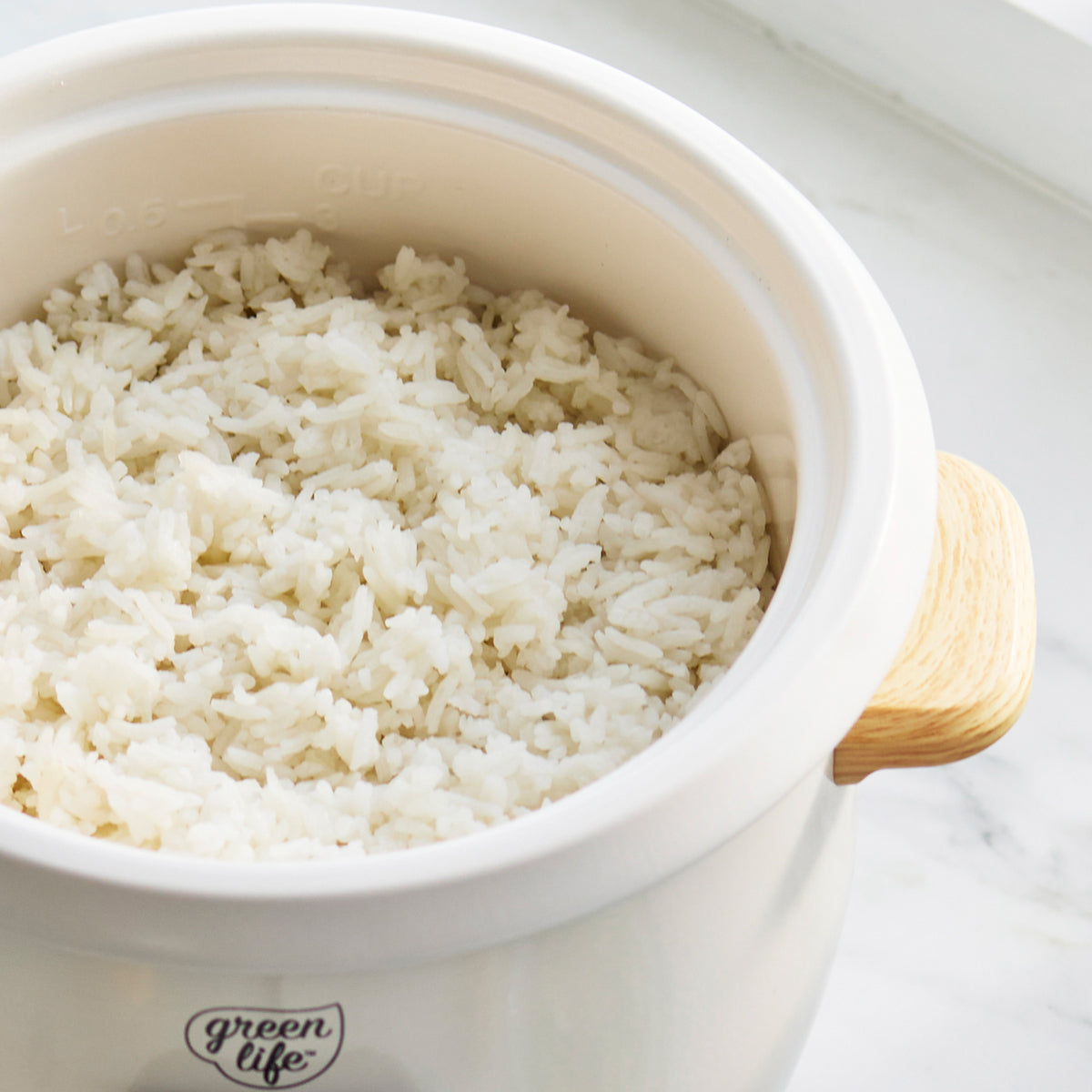 GreenLife 6 Cup Non-Stick Rice Cooker with Steamer Basket - Perfect for White, Brown & Sushi Rice | Compact & Energy Efficient for Dorms, Apartments & Small Kitchens