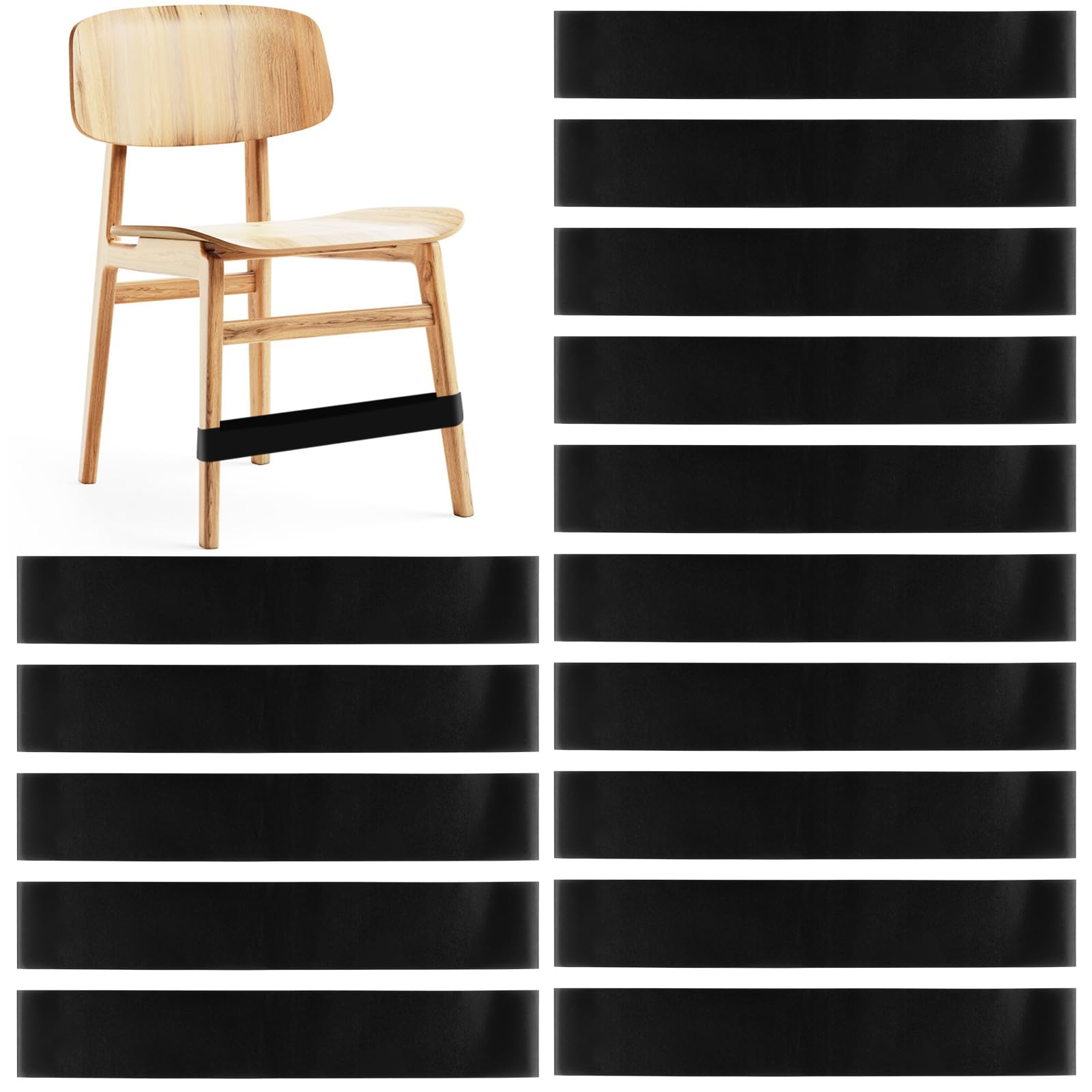 PLULON 15 Pack Chair Bands for Kids - Stretchable Fidget Bands for Classroom Chairs & Desks, Sensory Tool for ADHD, ADD, Autism - Black - Improve Focus & Reduce Anxiety in School & Home Learning