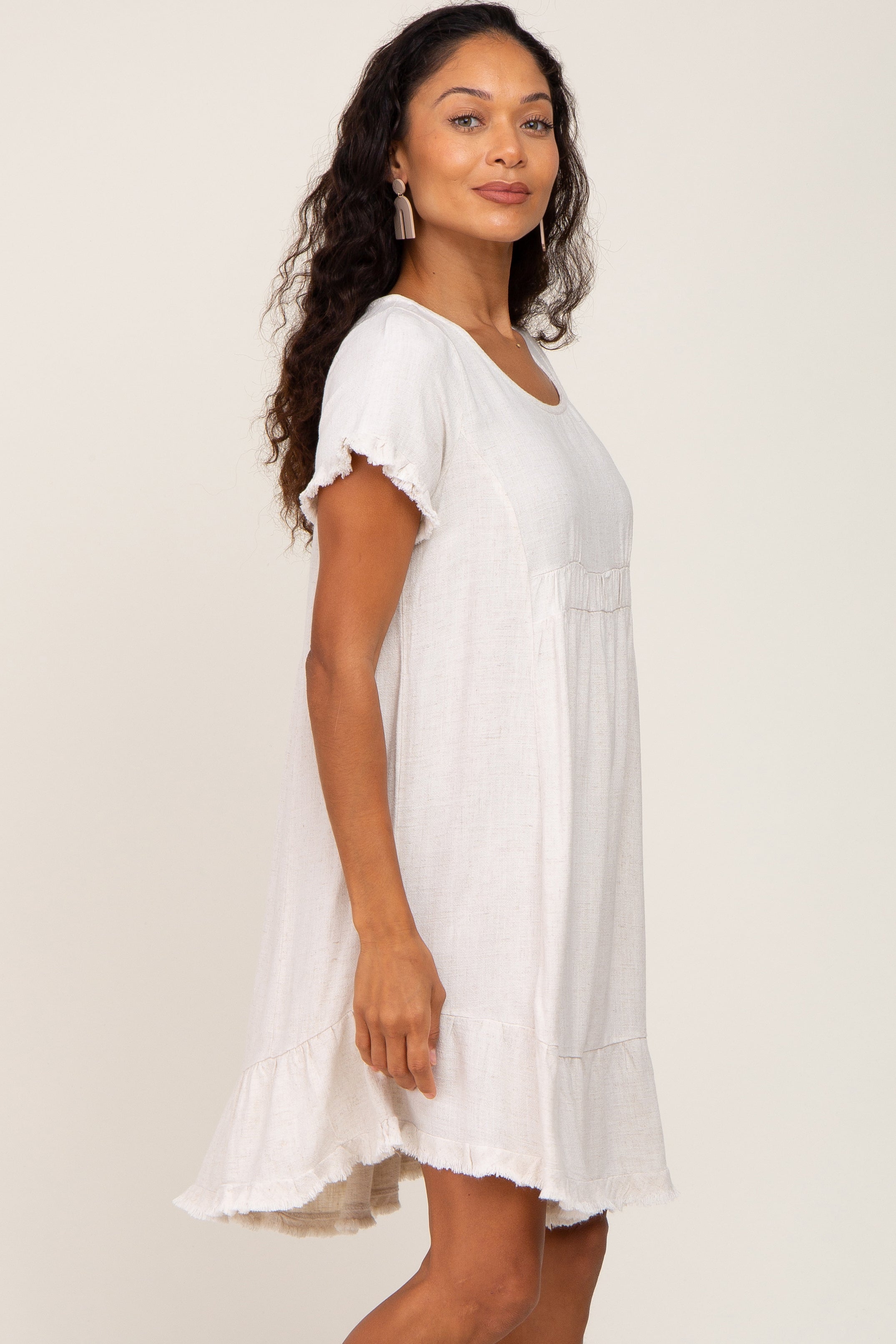 Beige Frayed Hem Dress for Women - Boho Chic Summer Maxi Dress with Distressed Details | Perfect for Beach Vacations, Music Festivals & Casual Outings