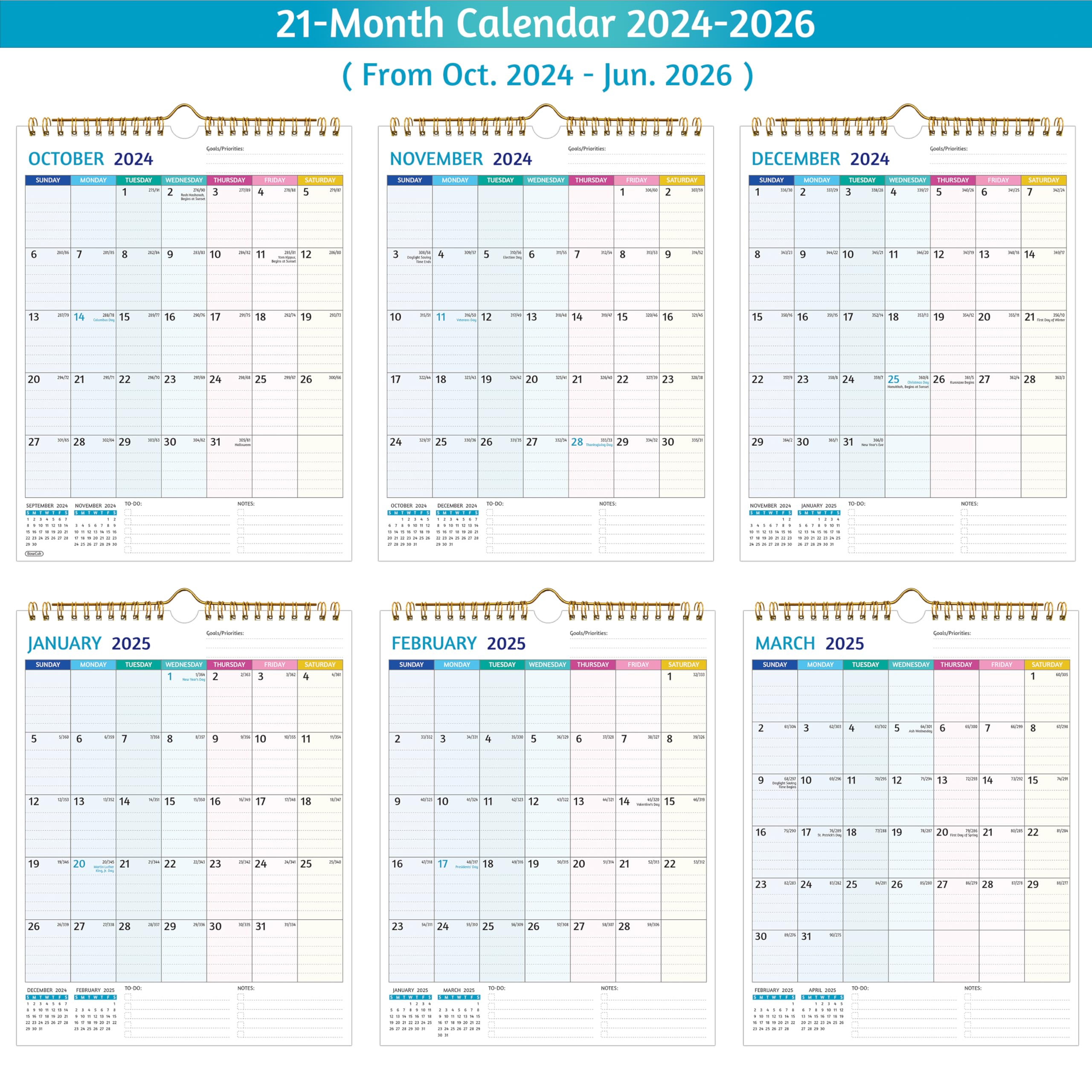 2025-2026 Wall Calendar with Monthly Pages (Dec 2024 - Jun 2026) | 8.5