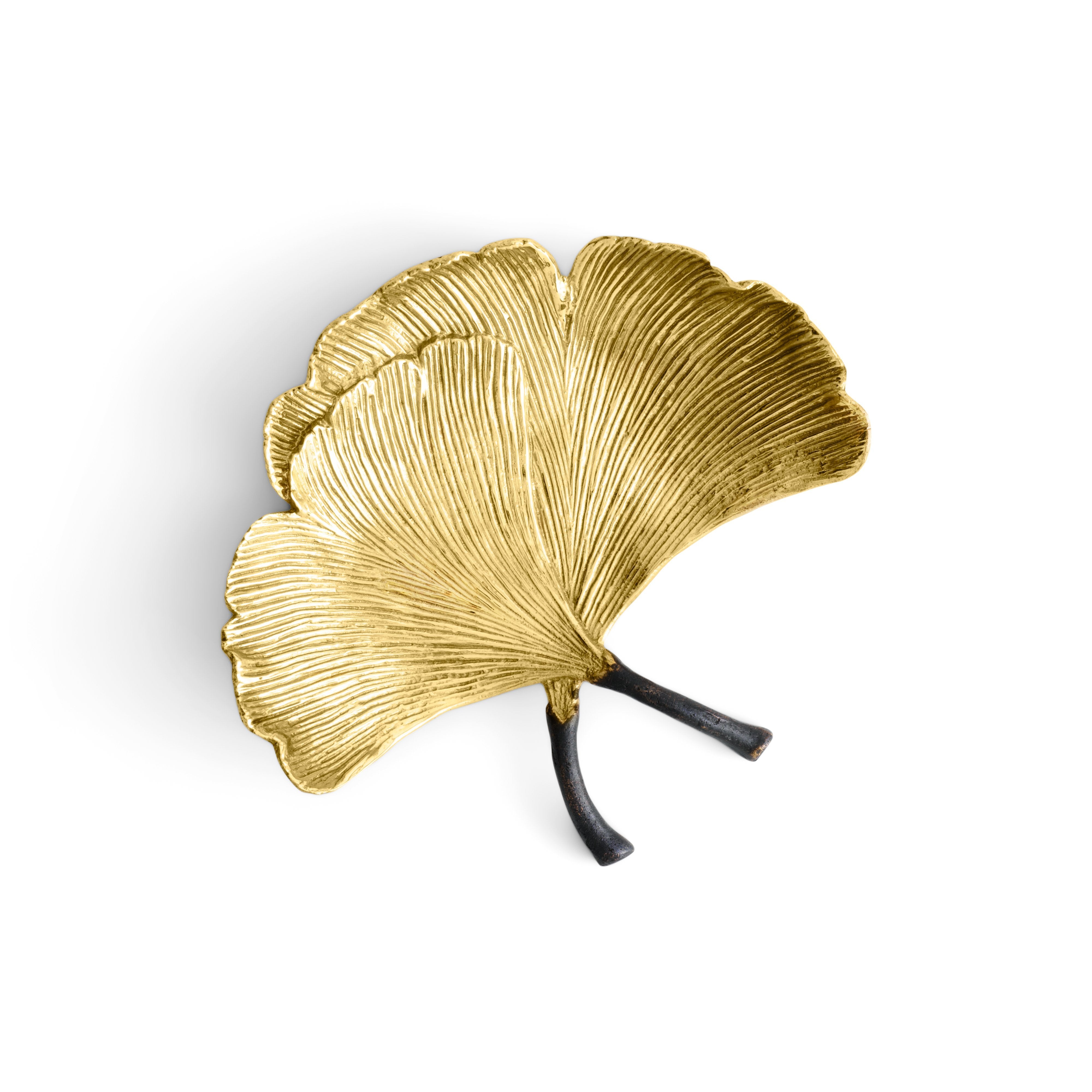 Premium Golden Ginkgo Leaf Catch All Tray - Elegant Entryway Organizer for Keys, Jewelry & Essentials | Perfect for Home, Office & Gift Giving
