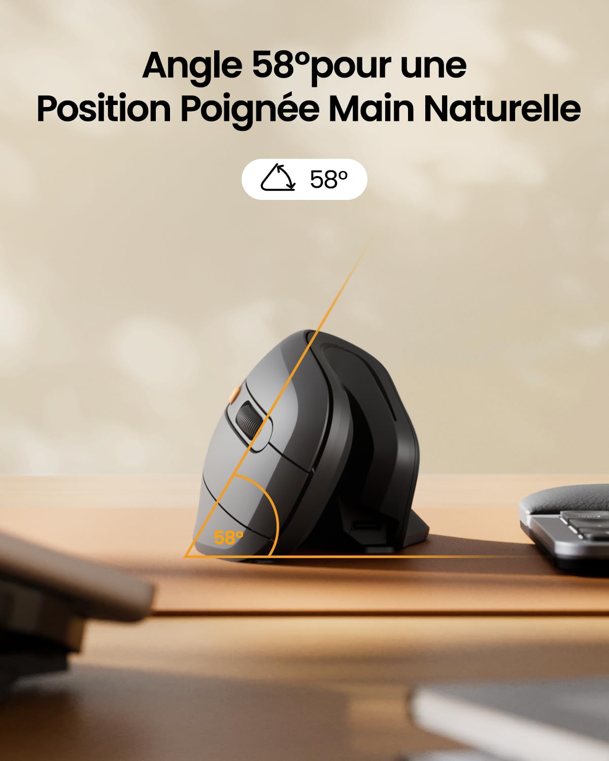 ProtoArc EM11 Wireless Ergonomic Mouse, Rechargeable Vertical Mouse with Bluetooth & USB for PC, Mac, iPad - Black - Perfect for Office & Home Use