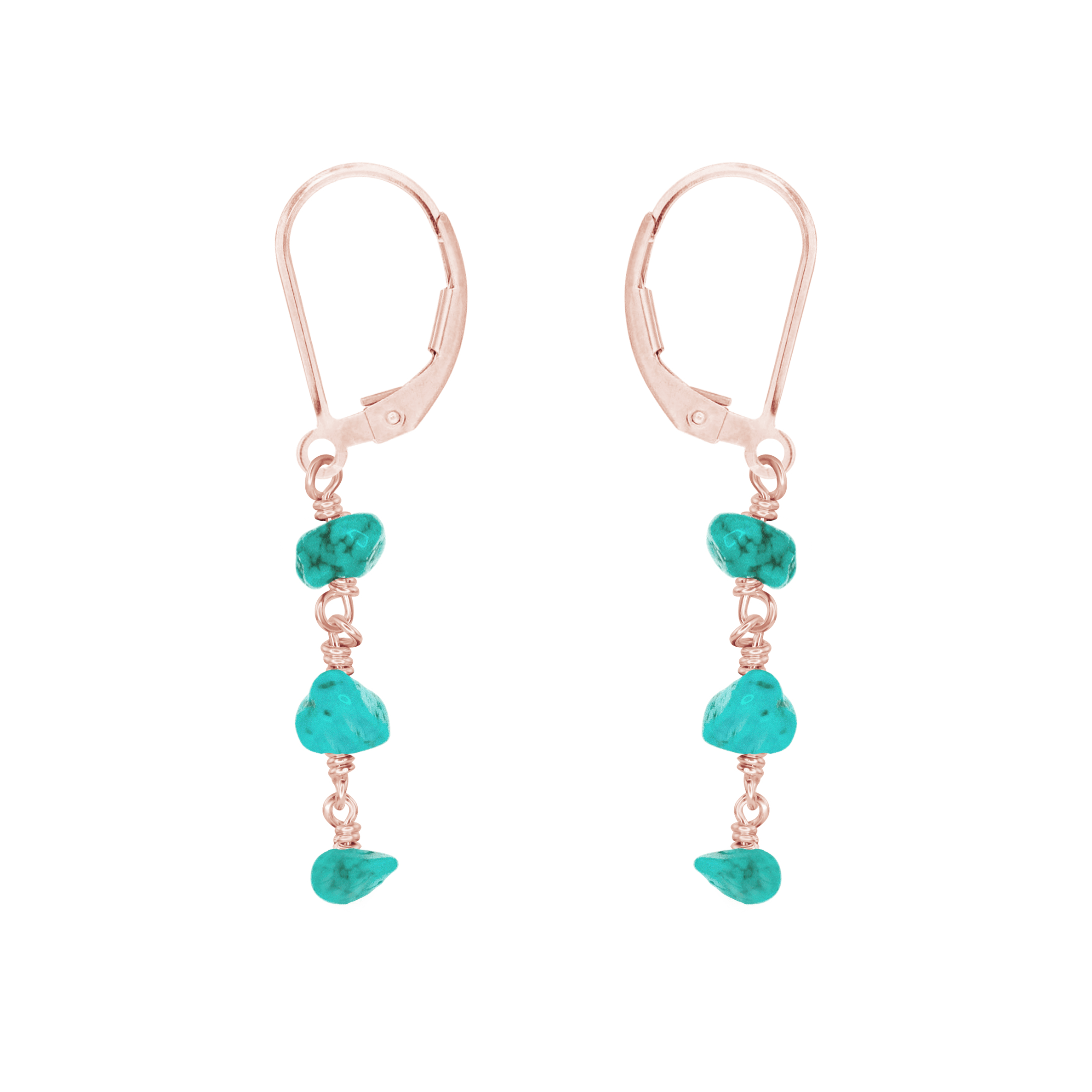 Turquoise Crystal Beaded Chain Dangle Leverback Earrings for Women - Boho Chic Jewelry Gift for Party, Wedding & Everyday Wear