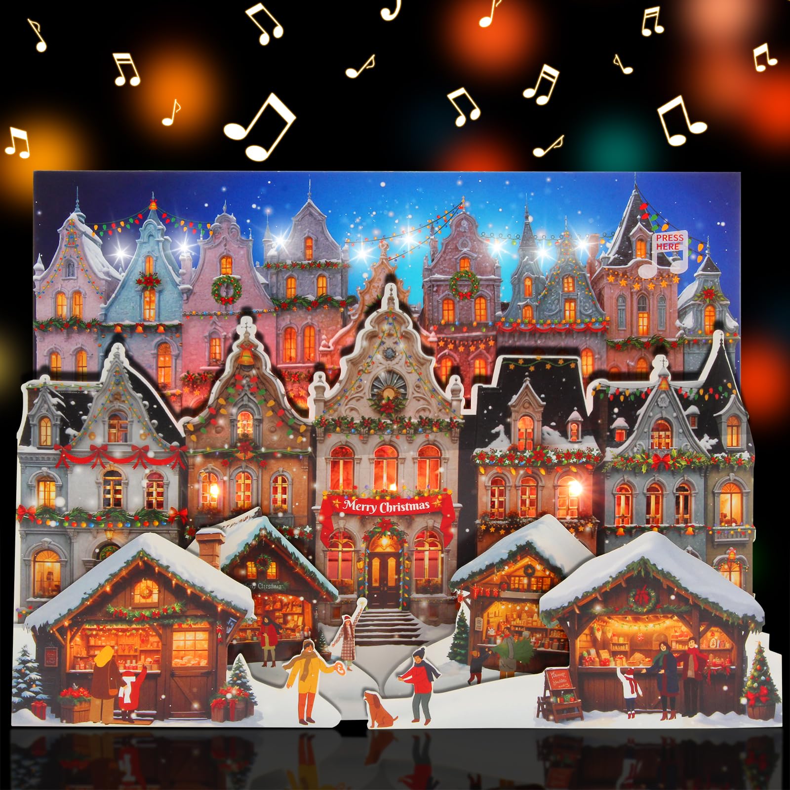Christmas Pop Up Cards for Kids - Musical Greeting Cards with Lights & Songs - Holiday New Year Gift - Perfect for Classroom Exchanges, Stocking Stuffers & Family Celebrations