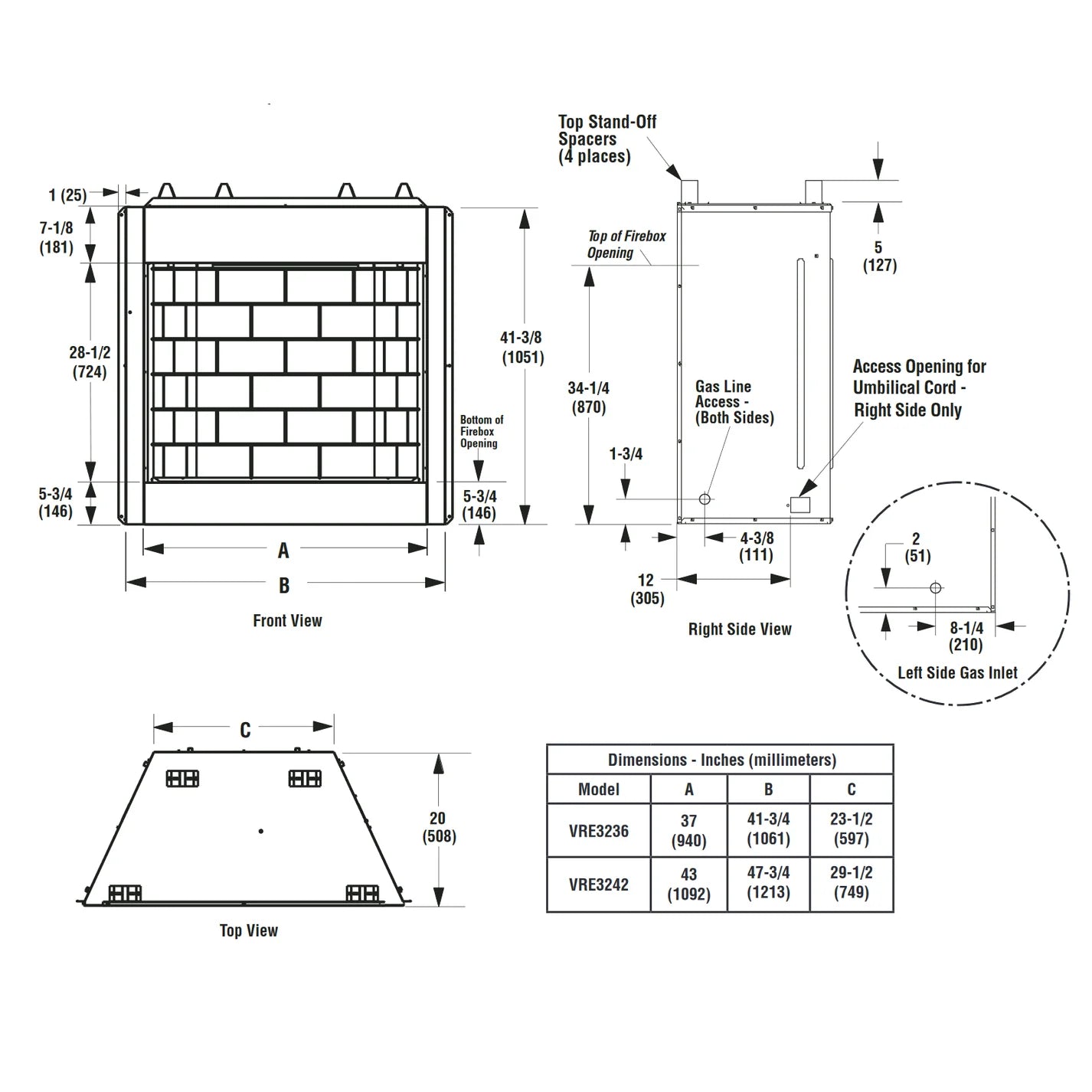 36 Inch Vent-Free Outdoor Gas Fireplace - VRE3236 | High-Efficiency Heating for Patios, Decks & Backyards | Perfect for Outdoor Gatherings & Relaxation