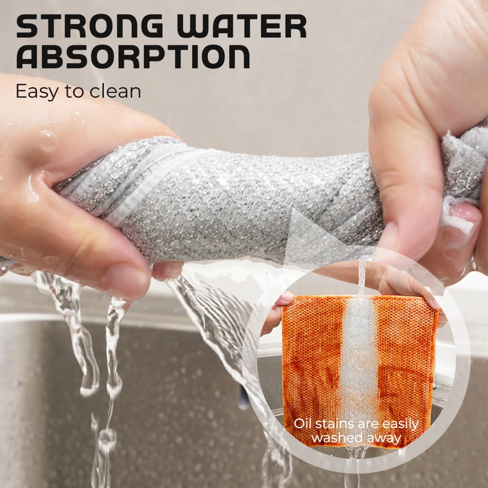 Premium Metal Wire Dish Cloth - Non-Scratch Scrubber for Dishes & Sinks (5-Pack) - Kitchen Cleaning Essential