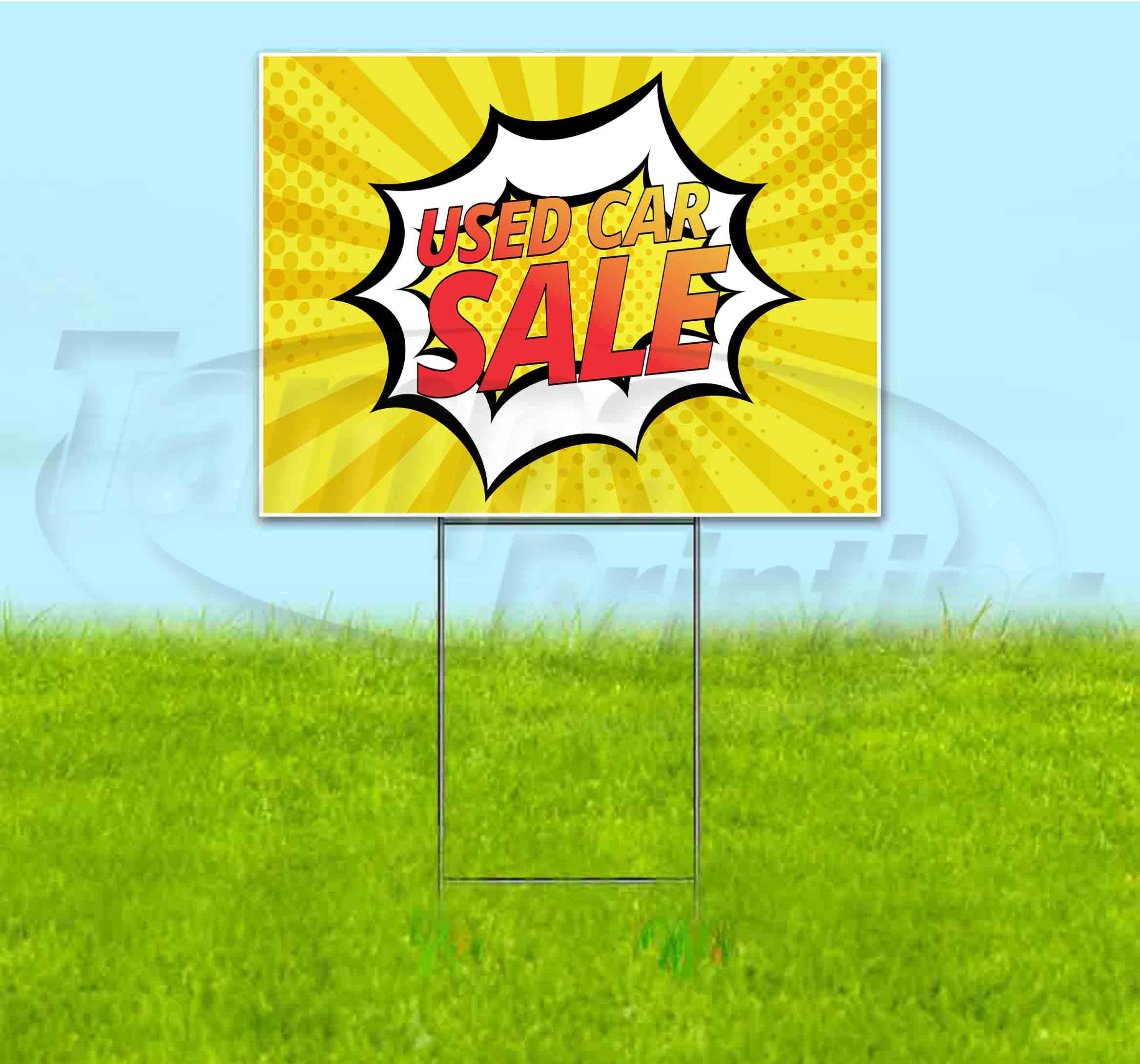 Used Car Sale 18x24 Inch Yard Sign with Metal Step Stake - Bulk Discounts & Multi-Packs Available - Perfect for Car Dealerships, Parking Lots & Driveway Advertising