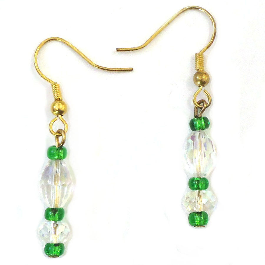 Stylish Green & Crystal Bead Earrings for Women - Elegant Dangle Drop Jewelry for Party, Wedding & Everyday Wear