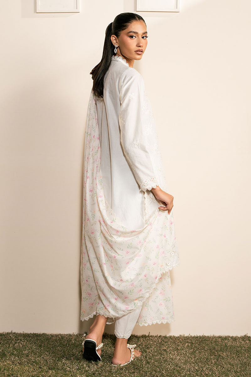 Ivory Glint 3-Piece Ethnic Outfit Set (Shirt, Trousers & Dupatta) - Elegant Traditional Wear for Weddings, Festivals & Special Occasions