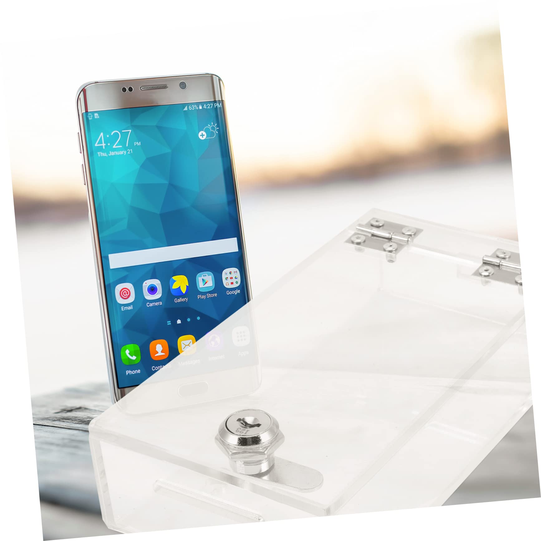 STOBOK Clear Acrylic Smartphone Storage Box with Lock - Durable Phone Organizer Case for Office, Home & Retail Use - Secure Cell Phone Locker Cabinet for Staff & Personal Devices