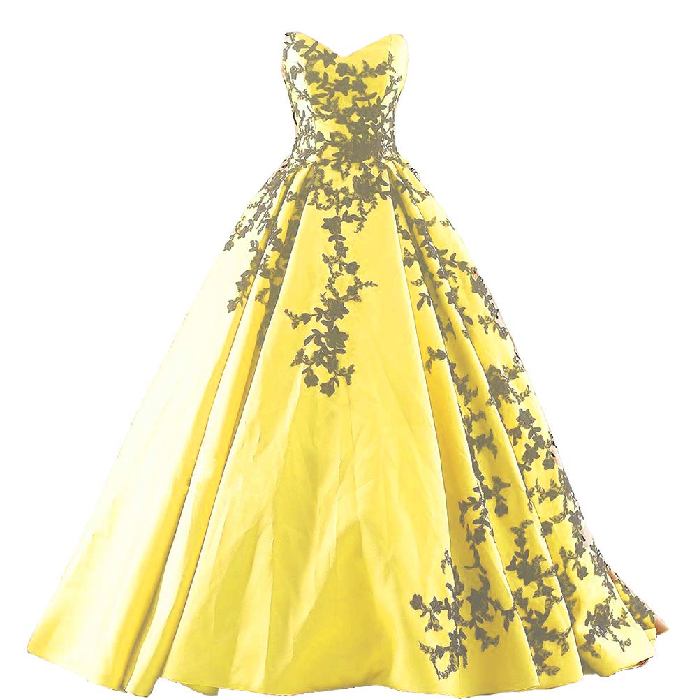 Gothic Black Satin Lace V-Neck A-Line Long Prom Corset Wedding Dress - Black & Yellow (Size 6) | Elegant Formal Gown for Evening Parties, Homecoming, and Special Occasions