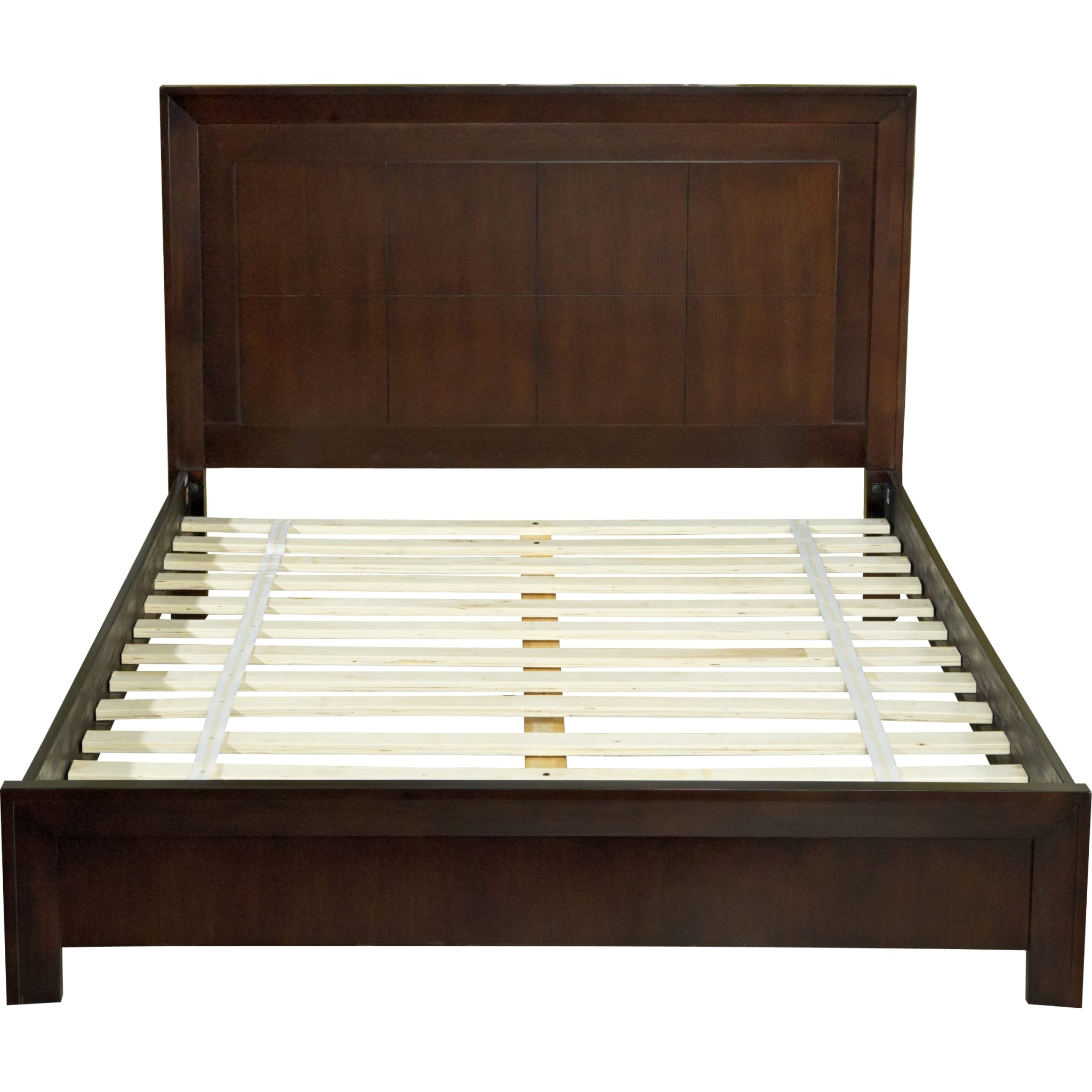 Chocolate Brown Solid Wood Platform Bed Frame - Queen Size, Modern Minimalist Bedroom Furniture for Small Spaces & Apartments - Easy Assembly & Sturdy Support