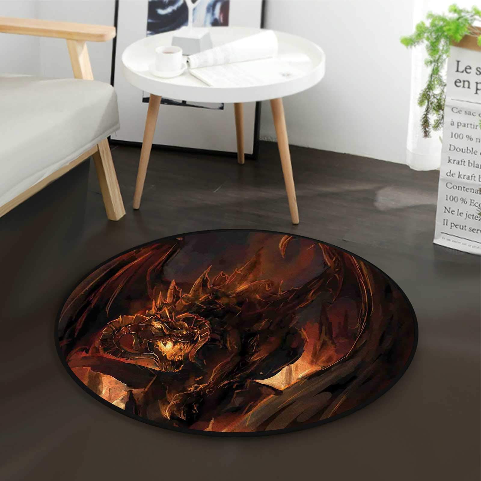 39.3 Inch Round Dragon Office Swivel Chair Mat - Decorative Floor Protector for Hardwood & Carpet - Perfect for Home Office, Gaming Desk & Workspace