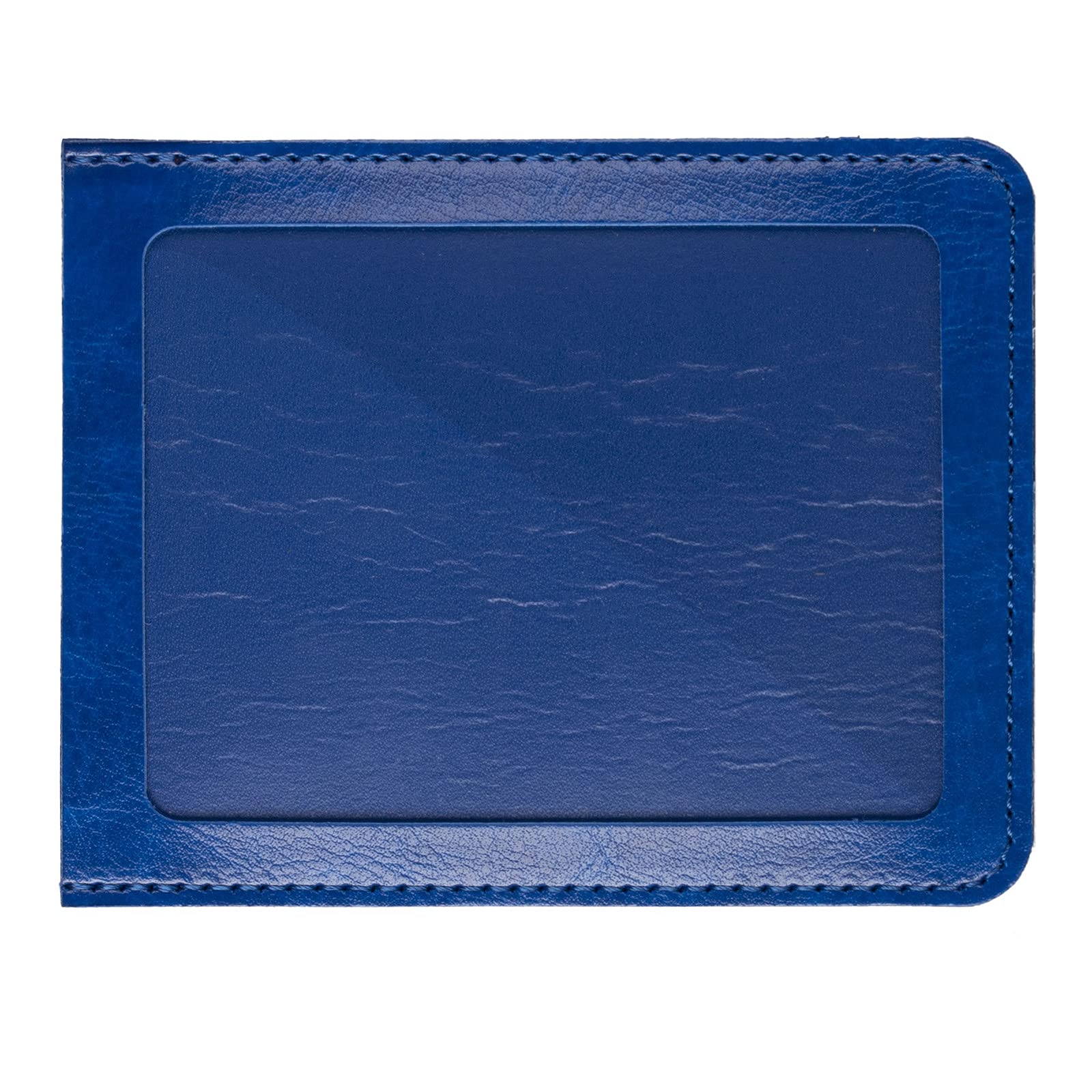 Premium Leather Card Protector - 5x3.9 Inch Waterproof Flip Cover for Credit Cards, Passport, Badge & ID Holder - Multifunctional Travel Organizer Pouch (Blue) - Perfect for Business Travel, Daily Commute & Secure Storage