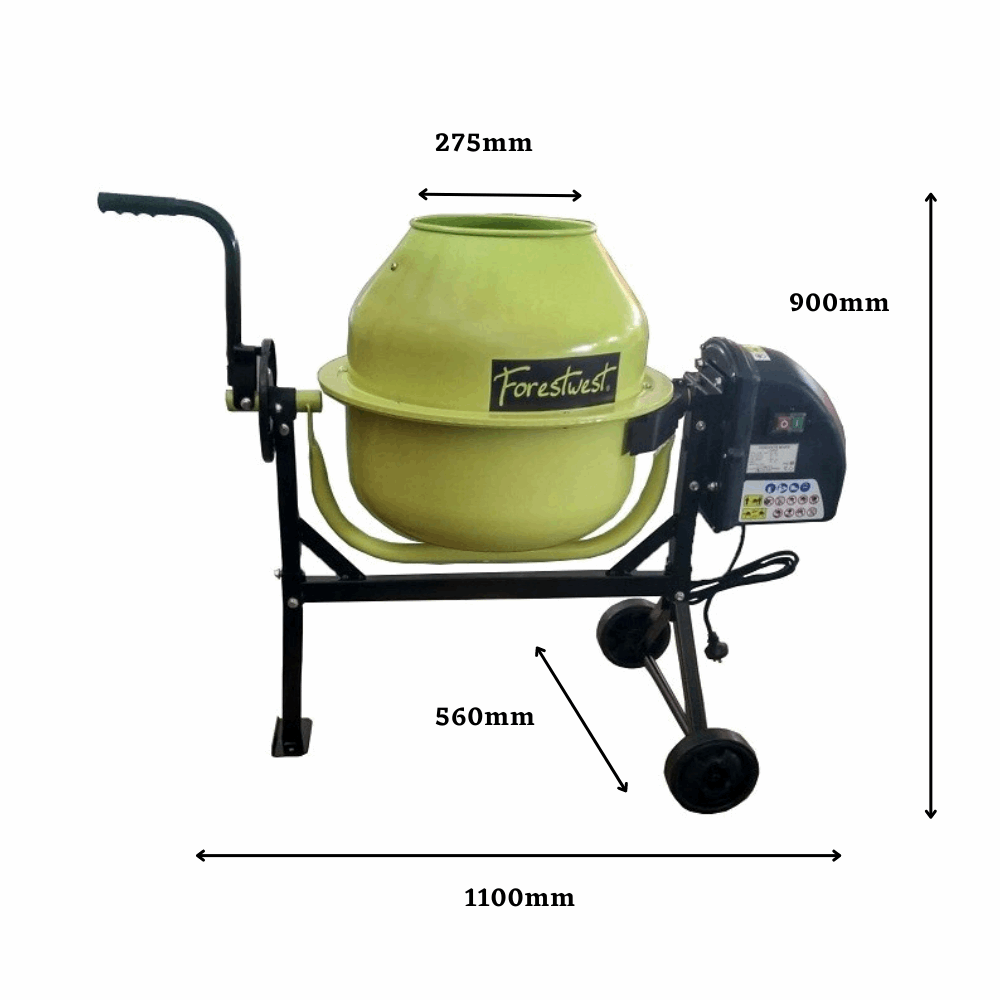 Forestwest 70L Portable Cement Mixer 220W Electric Concrete Mixer BM685 - Perfect for DIY Projects, Construction Sites, and Home Renovations
