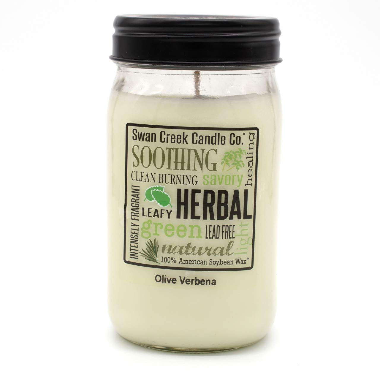 Swan Creek Olive Verbena Scented Candle - 24 Oz Large Jar Candle for Home, Relaxation & Aromatherapy - Perfect for Living Room, Bedroom & Bathroom