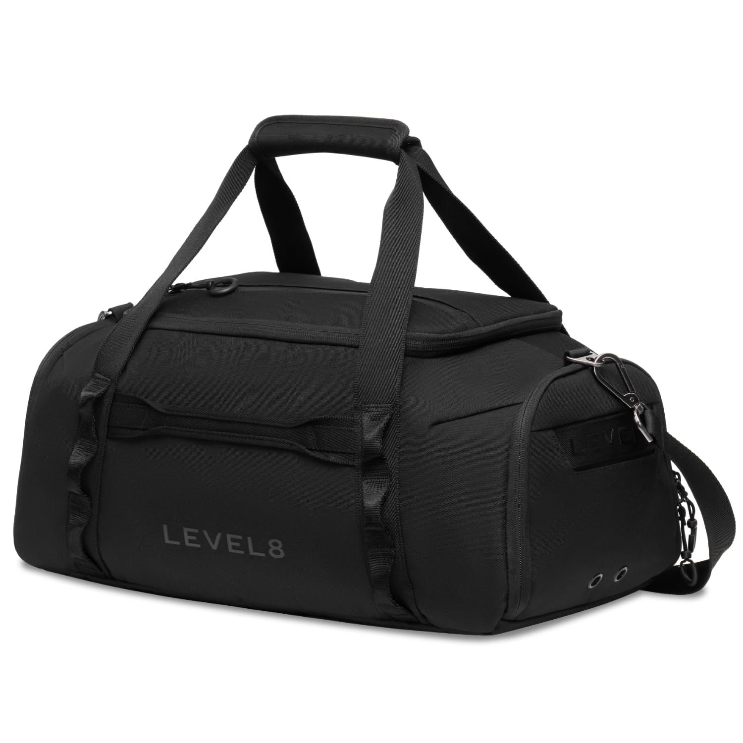 LEVEL8 Travel Duffle Bag 30L - Airline Approved Carry-On, Water Resistant Sports Duffle for Men & Women - Perfect for Gym, Weekend Trips & Air Travel (Black)