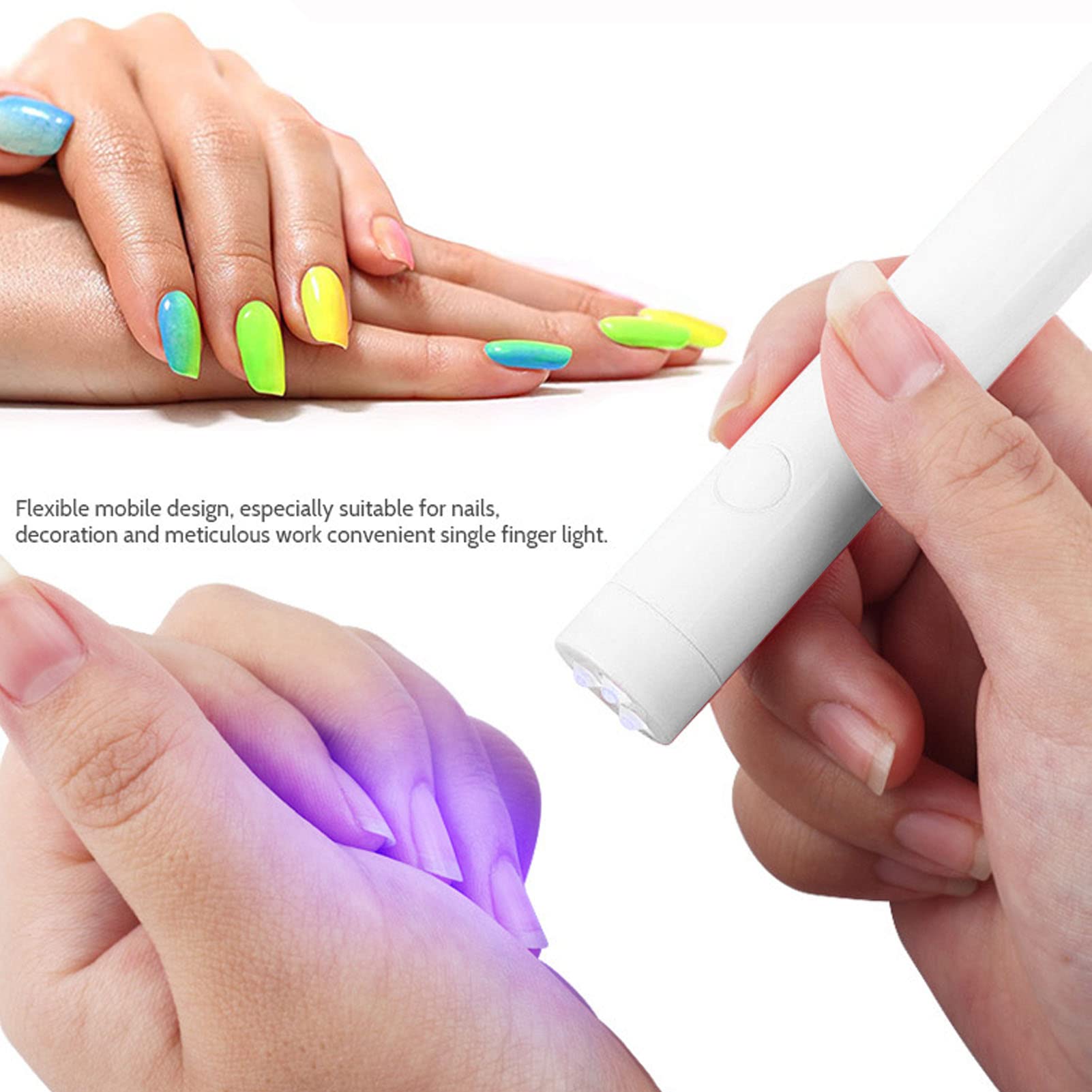 Portable LED Nail Lamp for Gel Polish - Mini Manicure Light for False Nails, Fingernails & Toenails - Fast Drying White Light Nail Dryer Pen - Perfect for Home, Salon & Travel Use