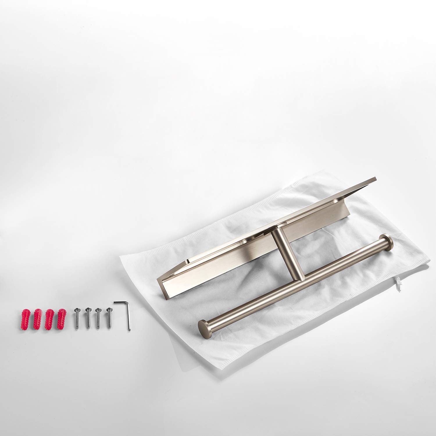 Premium Double Roll Toilet Paper Holder with Shelf - Solid Brass Hotel Style Tissue Dispenser - Polished Nickel Finish - Bathroom Storage Solution for Luxury Homes & Hotels