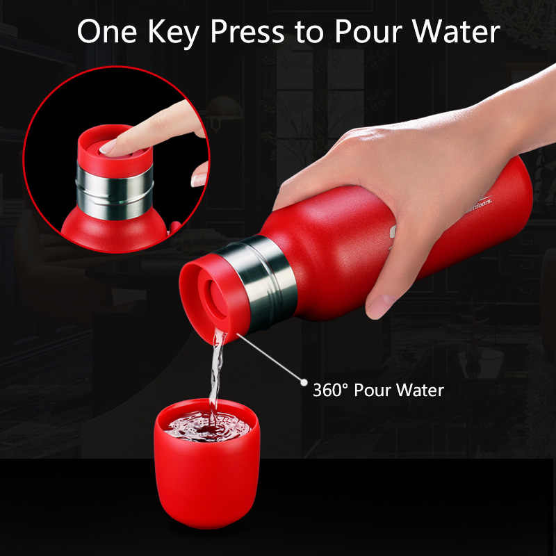 500ML Portable Leak Proof Vacuum Insulated Stainless Steel Water Bottle - 316 Stainless Steel Thermos for Coffee, Tea & Hot/Cold Drinks - Perfect for Hiking, Camping, Office & Gym Use