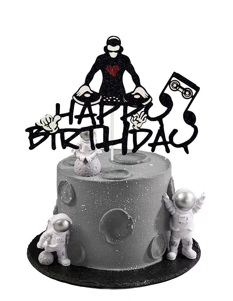 DJ Happy Birthday Cake Topper - Hip Hop & Disco Party Decorations - Rock DJ Themed Birthday Supplies for Music Lovers - Perfect for DJ Parties, Birthday Celebrations & Themed Events