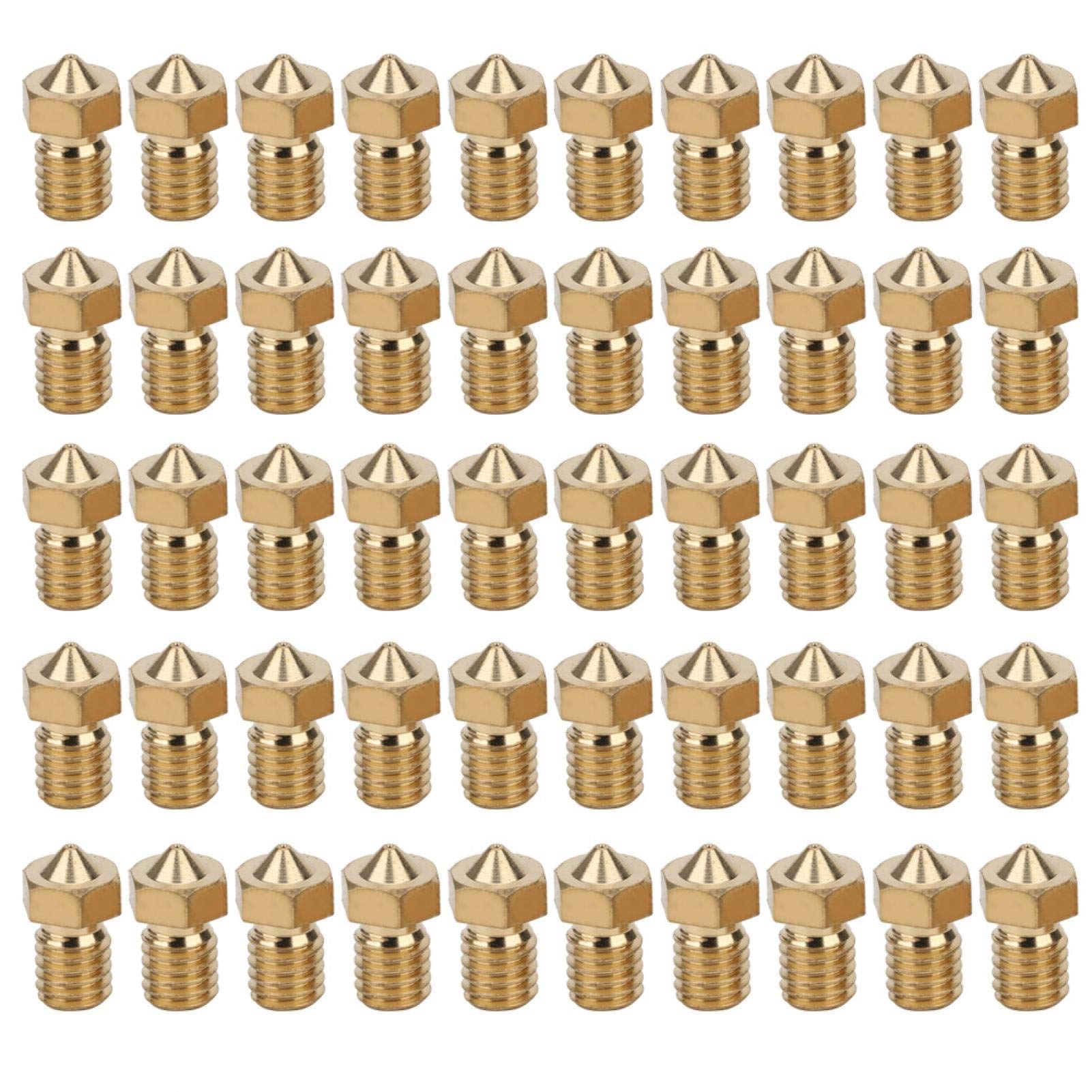 50PCS High Precision Brass 3D Printer Nozzles - V6 Compatible Nozzle Tips for Ender 3, CR-10, Prusa - Perfect for PLA, ABS, PETG Filament Printing & DIY 3D Projects