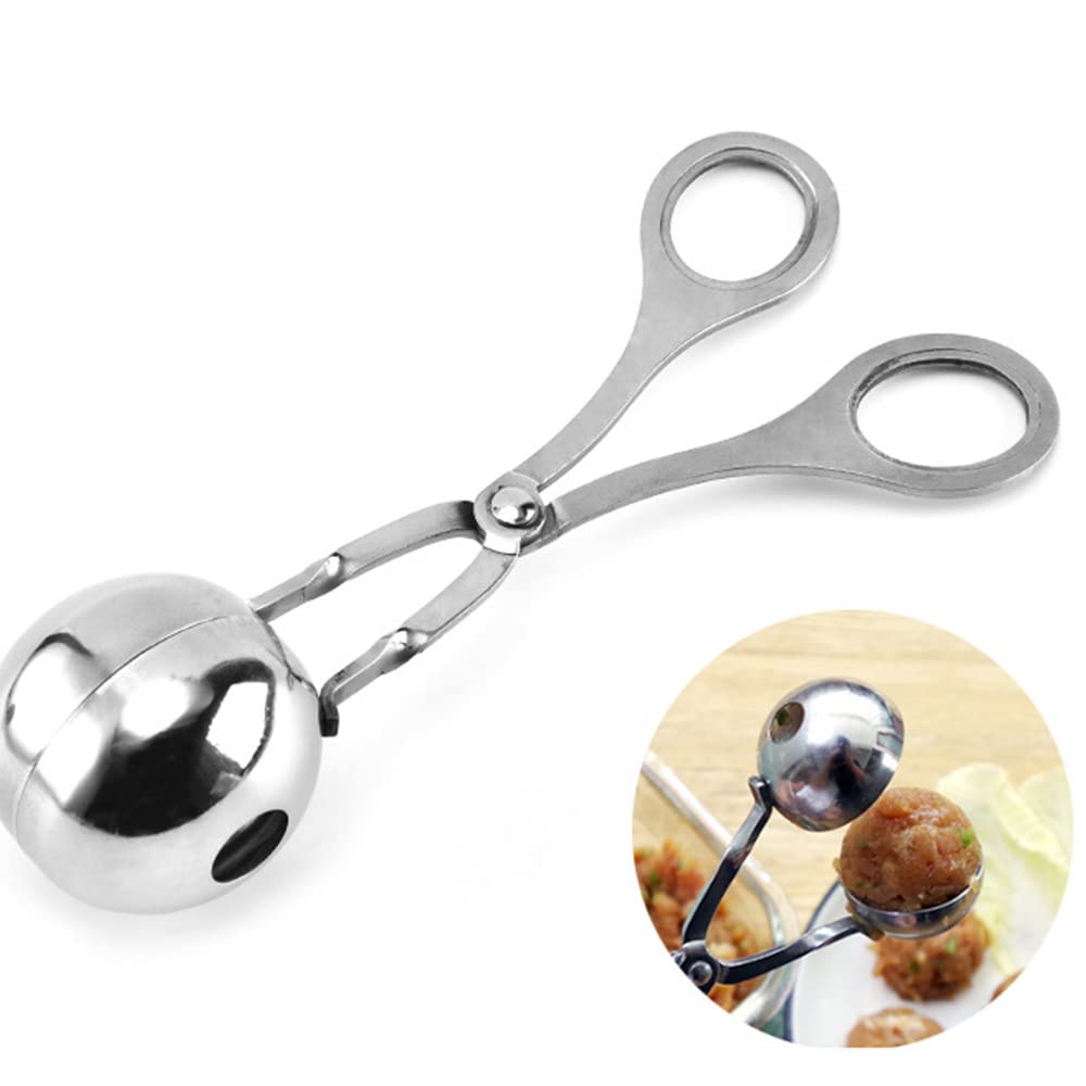 2-Pack Stainless Steel Meatball Scoop Maker - Non-Stick Meat Baller Tool for Perfect Meatballs, Cakes, Ice Cream & Fruit Melon Balls | Ideal for Cooking, Baking & Food Prep