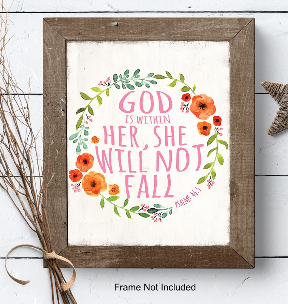 Inspirational Christian Wall Art - God is Within Her - Home & Office Decor