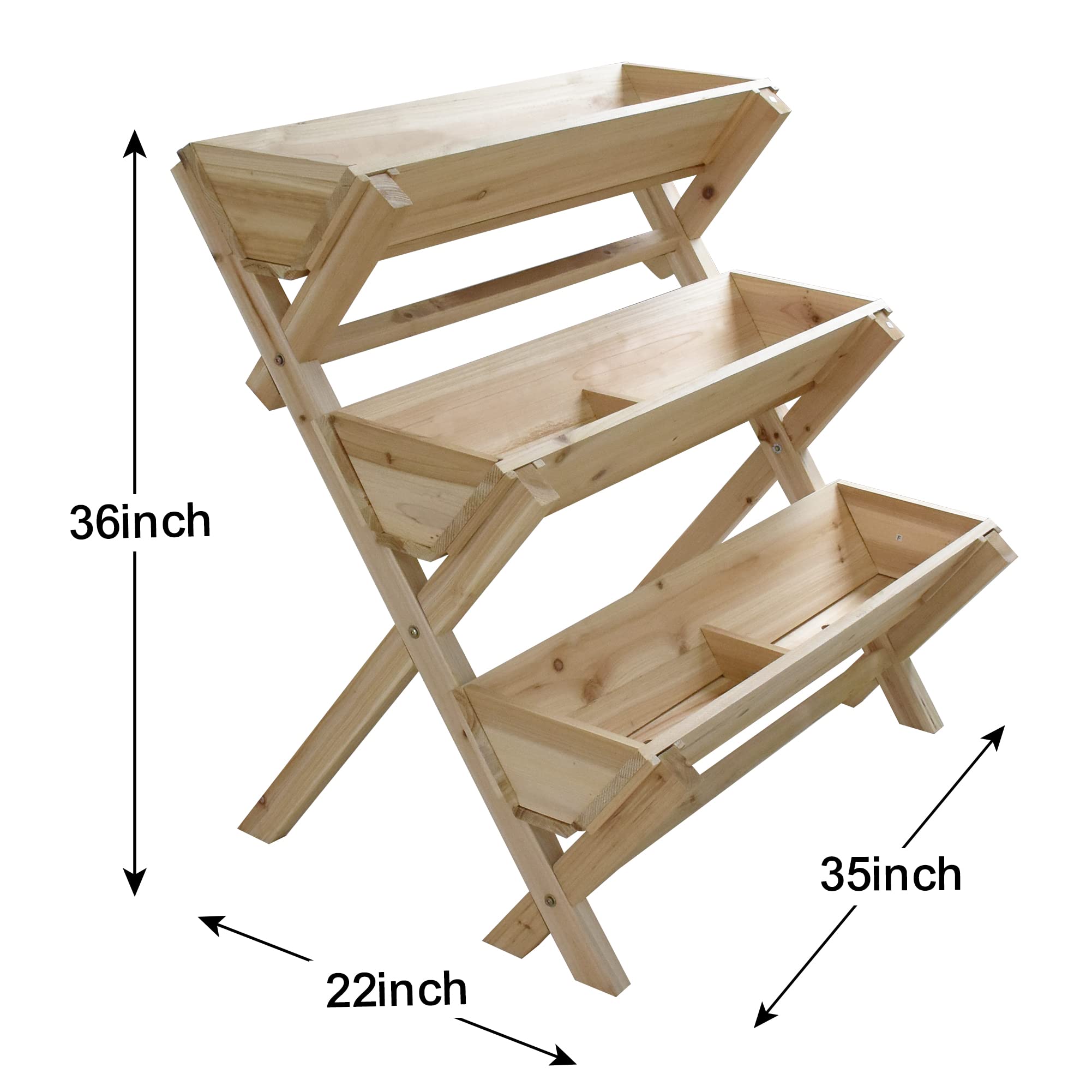 Raised Garden Bed Wood Flower Stand - Freestanding Indoor & Outdoor Plant Rack for Patio, Yard, Deck - Natural Wood Planter Box for Herbs, Vegetables, Flowers Gardening