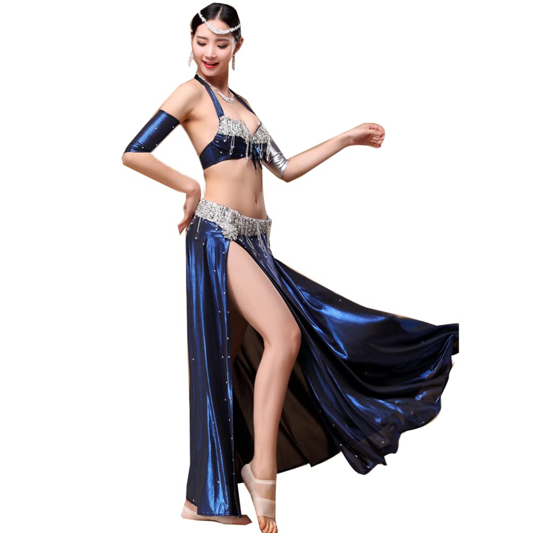 Belly Dance Costume for Women - Professional Belly Dancer Outfit with Top Bra & Ruffled Skirt Set | Perfect for Performances, Halloween, and Dance Parties