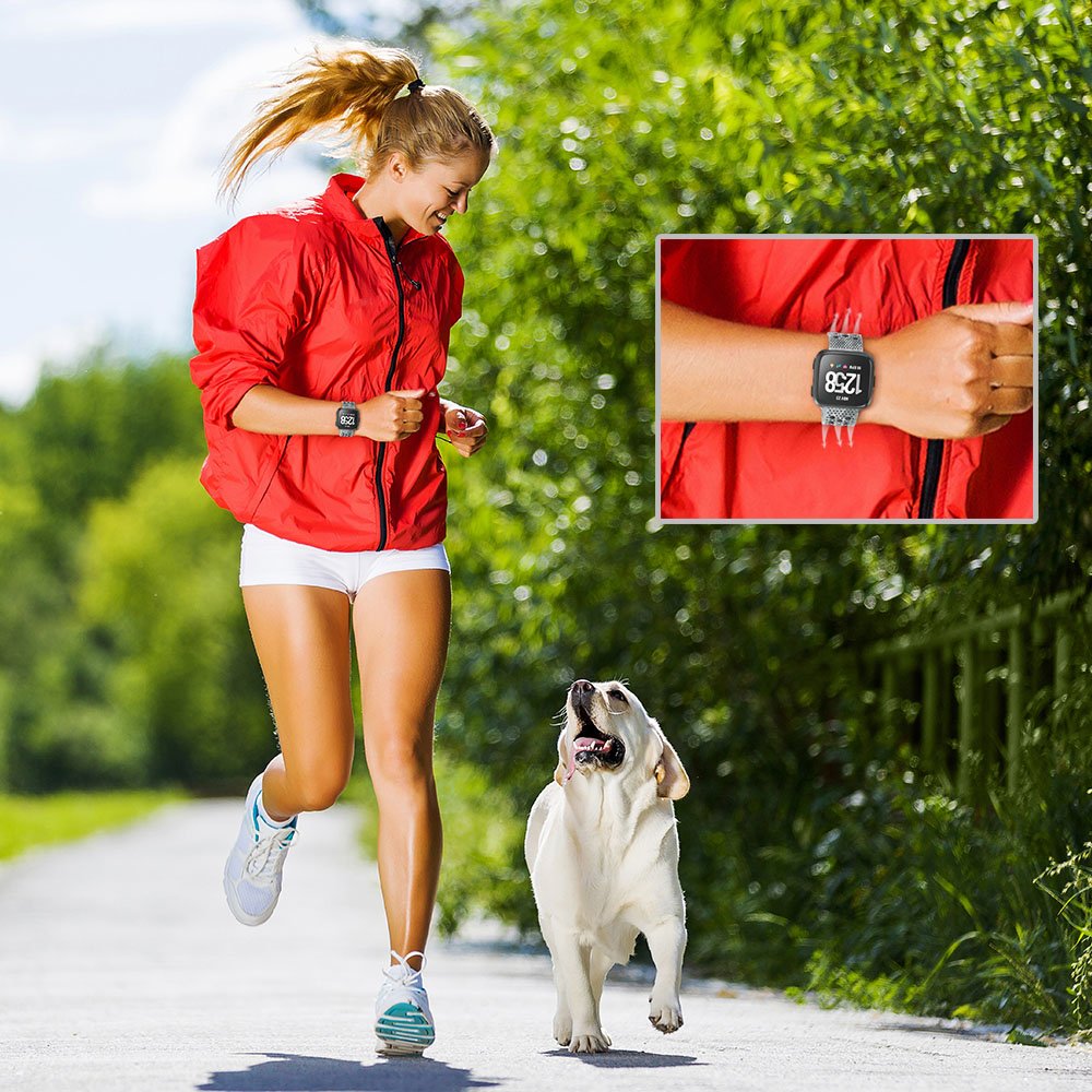 Breathable Sport Strap Compatible with Fitbit Versa - Replacement Band for Women & Men (Small/Large) - Perfect for Workouts, Running & Daily Fitness Tracking