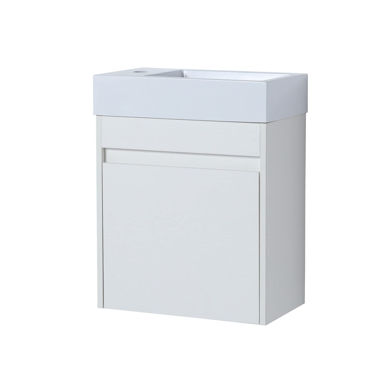 Modern 18-Inch Wall Mounted Bathroom Vanity Set with Sink & Storage Cabinet - White Wood Hanging Vanity with Resin Basin for Small Spaces | Perfect for Apartments, Powder Rooms & Compact Bathrooms