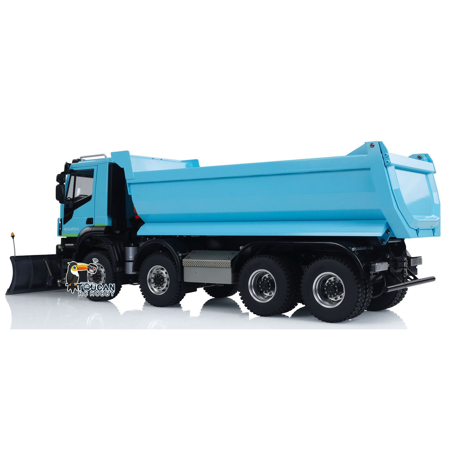 1/14 Scale Metal RC Dump Truck - 8x8 Hydraulic Remote Control Tipper with Snow Blade | 2-Speed Transmission | Ready-to-Run Assembled Model | Perfect for Construction Site Play, Snow Removal & Off-Road Adventures