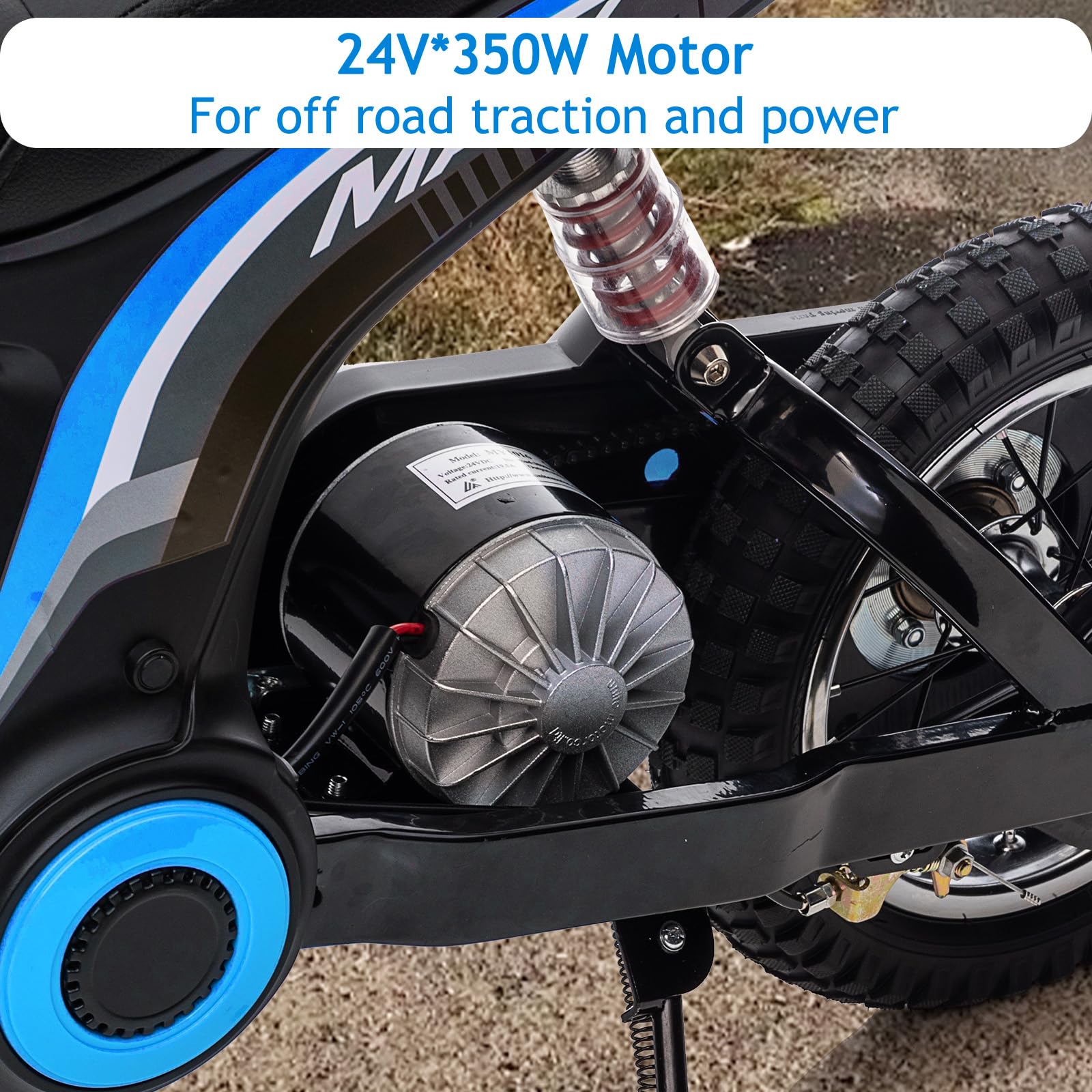 GARVEE 24V 350W Kids Electric Dirt Bike - 10Ah Battery, 14.29MPH, 3 Speed Modes, Ages 5-17, Blue | Off-Road Adventure, Backyard Riding & Outdoor Play for Boys & Girls