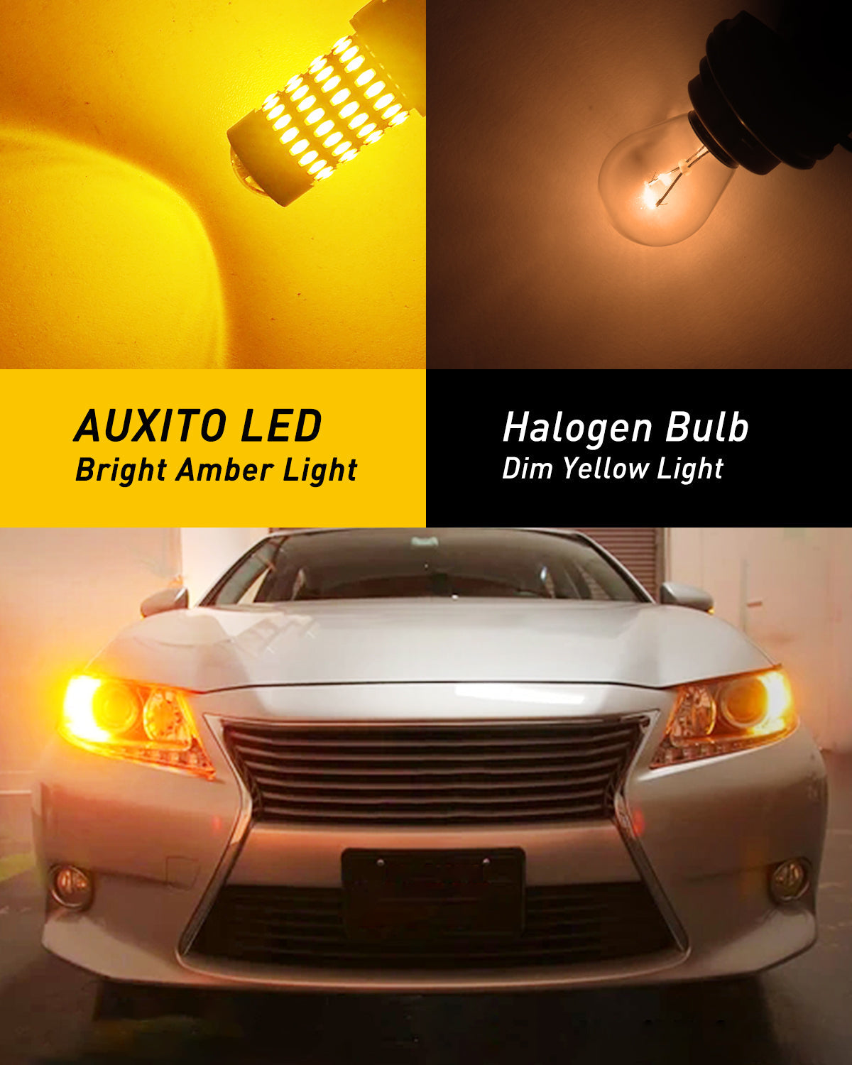 3157 LED Bulb Amber - 400% Brighter Turn Signal Lights with 102 SMD Chipsets & Projector - Perfect for Blinker, Side Marker Lights (Pack of 2) - Ideal for Cars, Trucks, SUVs & Motorcycles