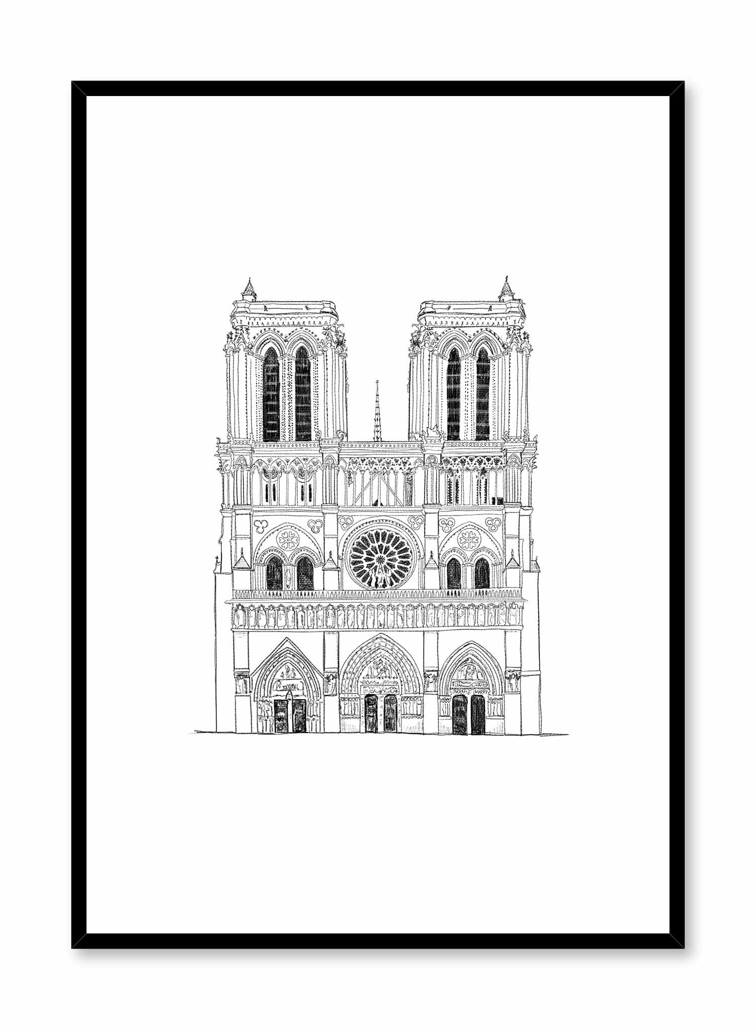 Notre Dame Cathedral Poster - Vintage Paris Wall Art Decor for Home, Office & Gifts - Perfect for French Theme Rooms & Travel Lovers