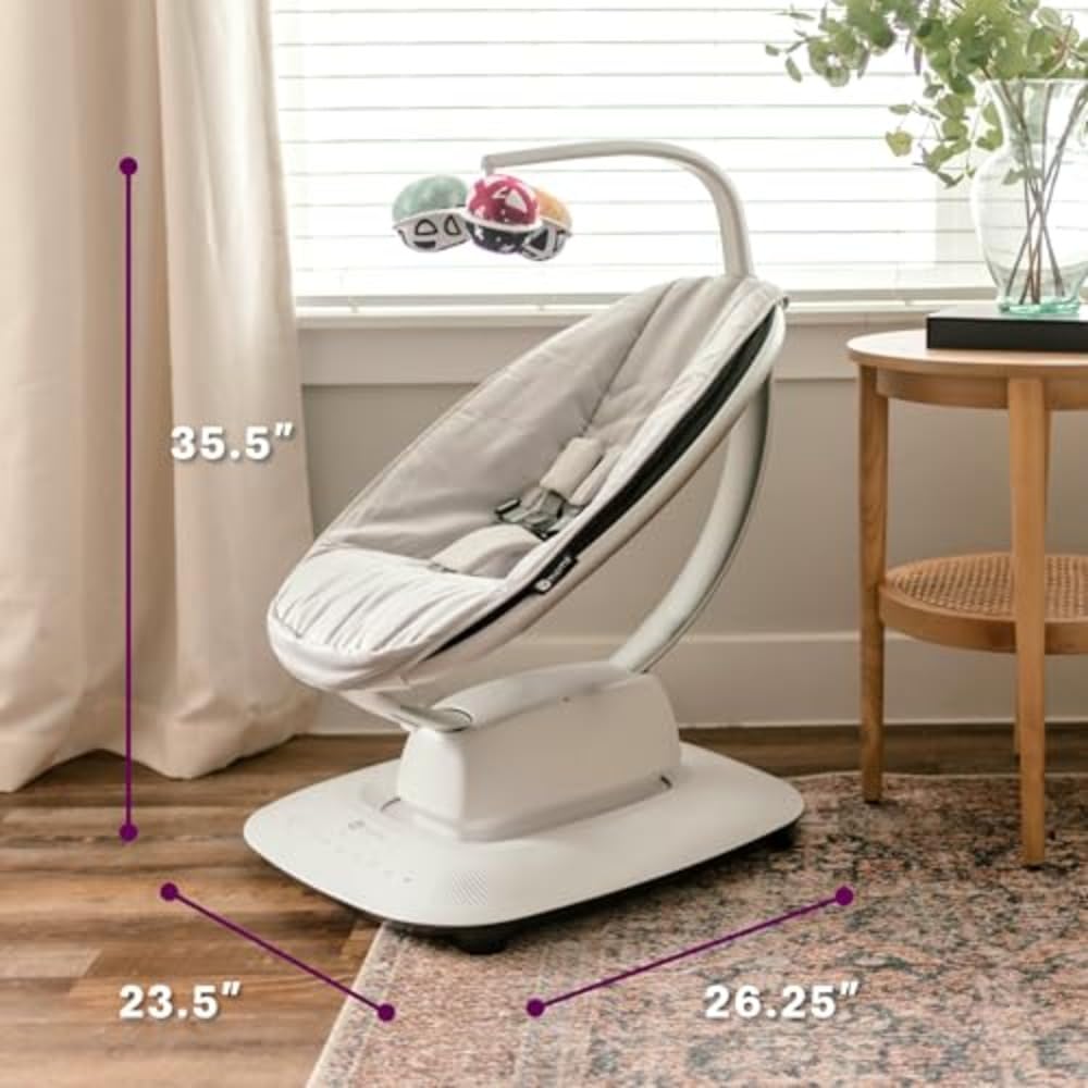 4moms MamaRoo Baby Swing with Bluetooth - 5 Soothing Motions for Newborns & Infants, Adjustable Recliner, Grey - Perfect for Nursery, Playroom & Travel