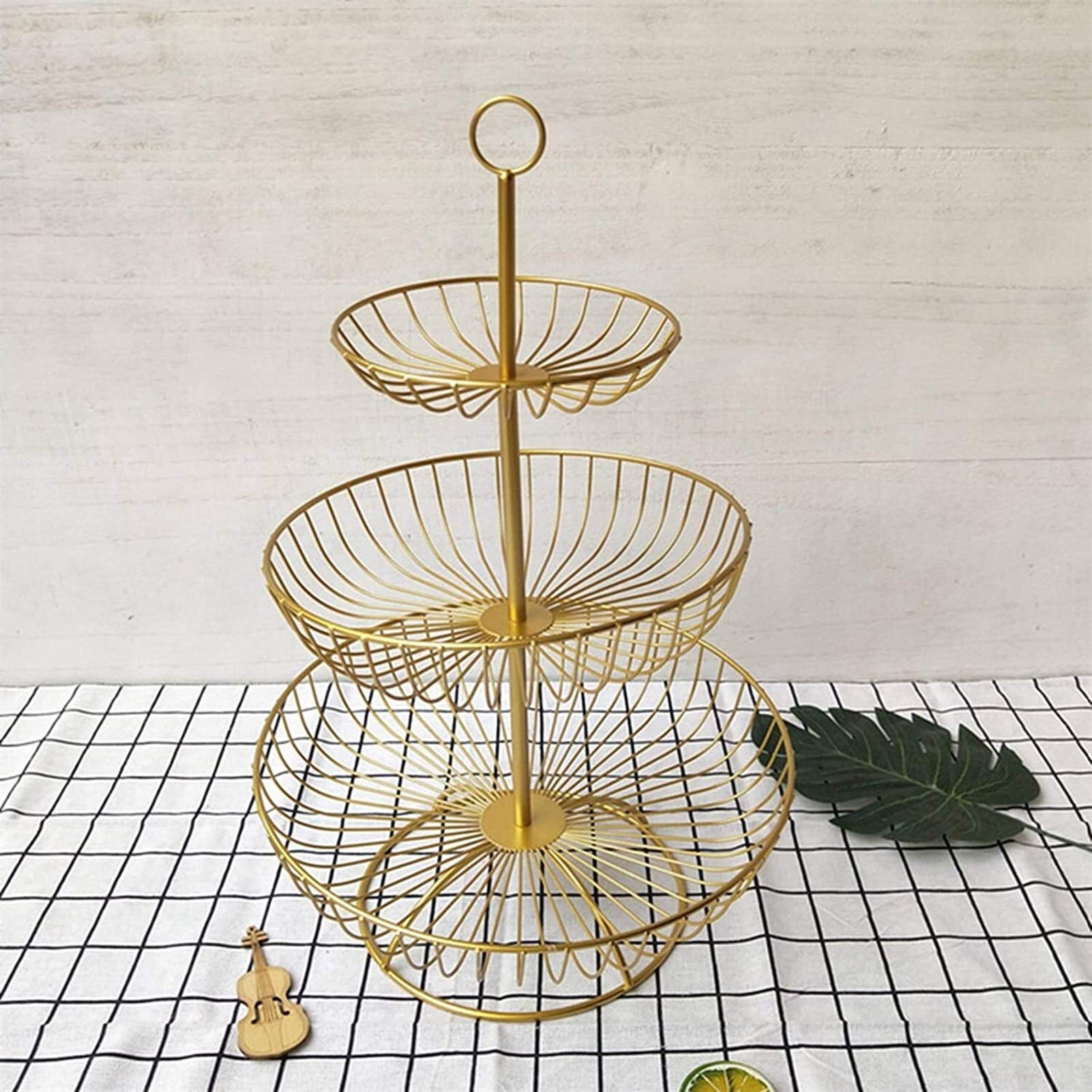 3-Tier Metal Wire Fruit Basket - Black Cast Iron Organizer for Fruits, Bread & Vegetables | Rustic Kitchen Storage | Perfect for Countertop, Pantry & Dining Table Decor