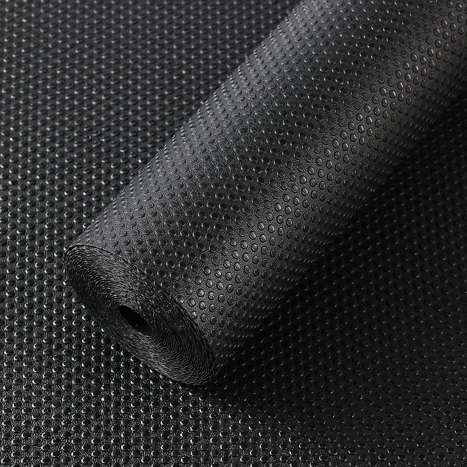 Non-Slip Non-Adhesive Shelf Liners for Kitchen Cabinets - Waterproof Drawer & Refrigerator Liners - Washable Plastic Pantry & Bathroom Cupboard Mats (Black) - Perfect for Organizing Shelves, Drawers & Fridge Storage